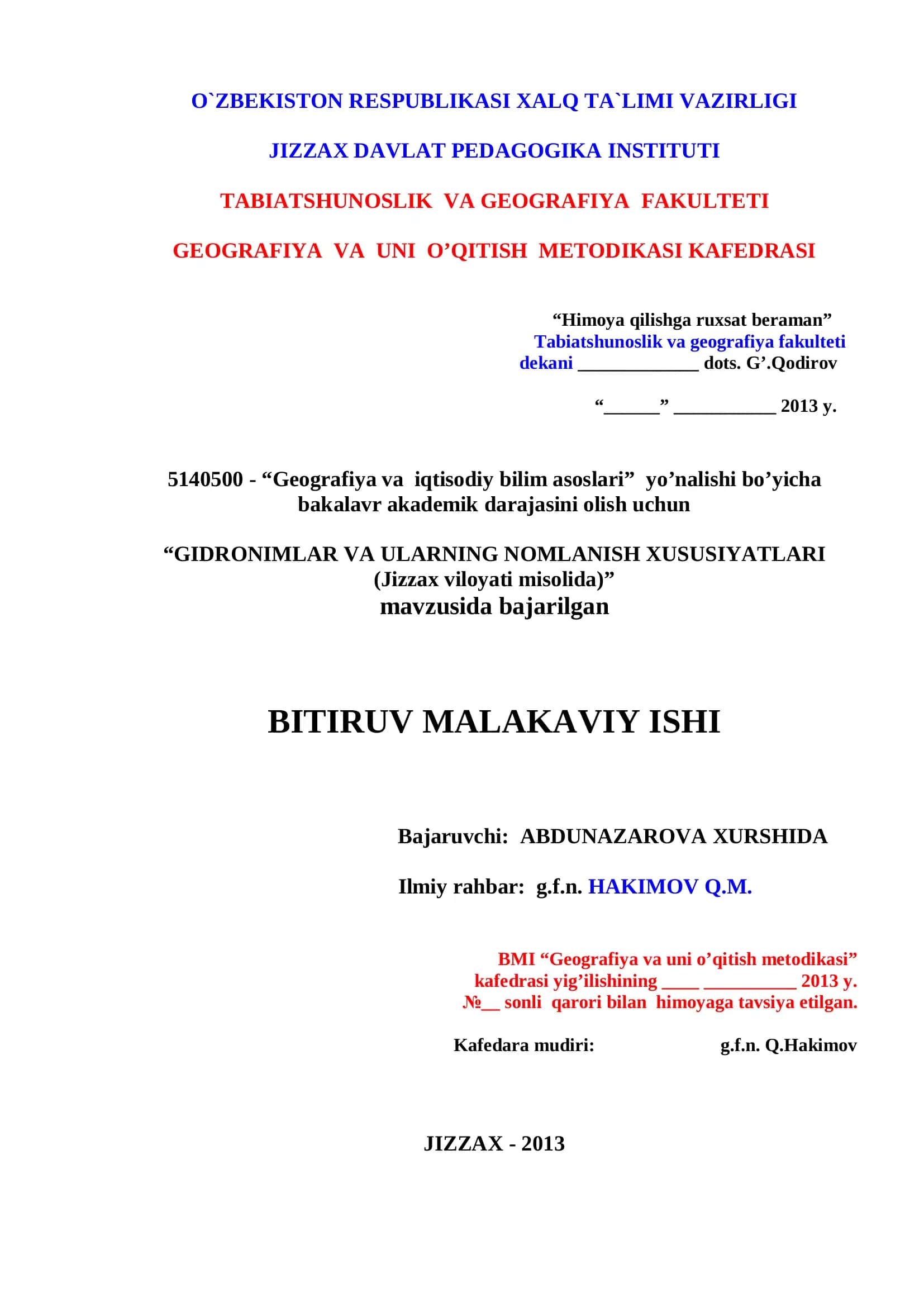 Geografiya va iqtisodiy bilim asoslari