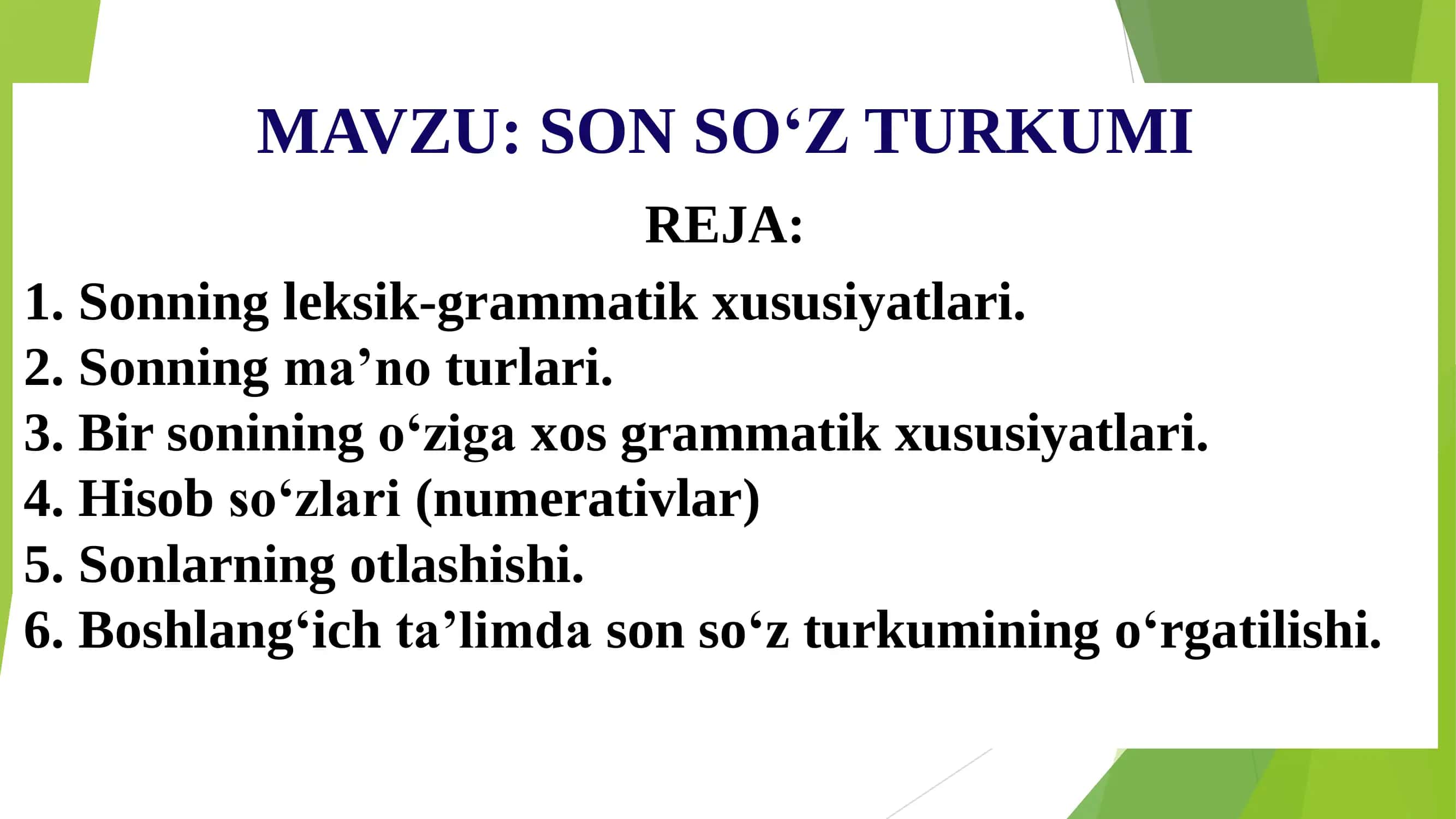 Son So‘z Turkumi