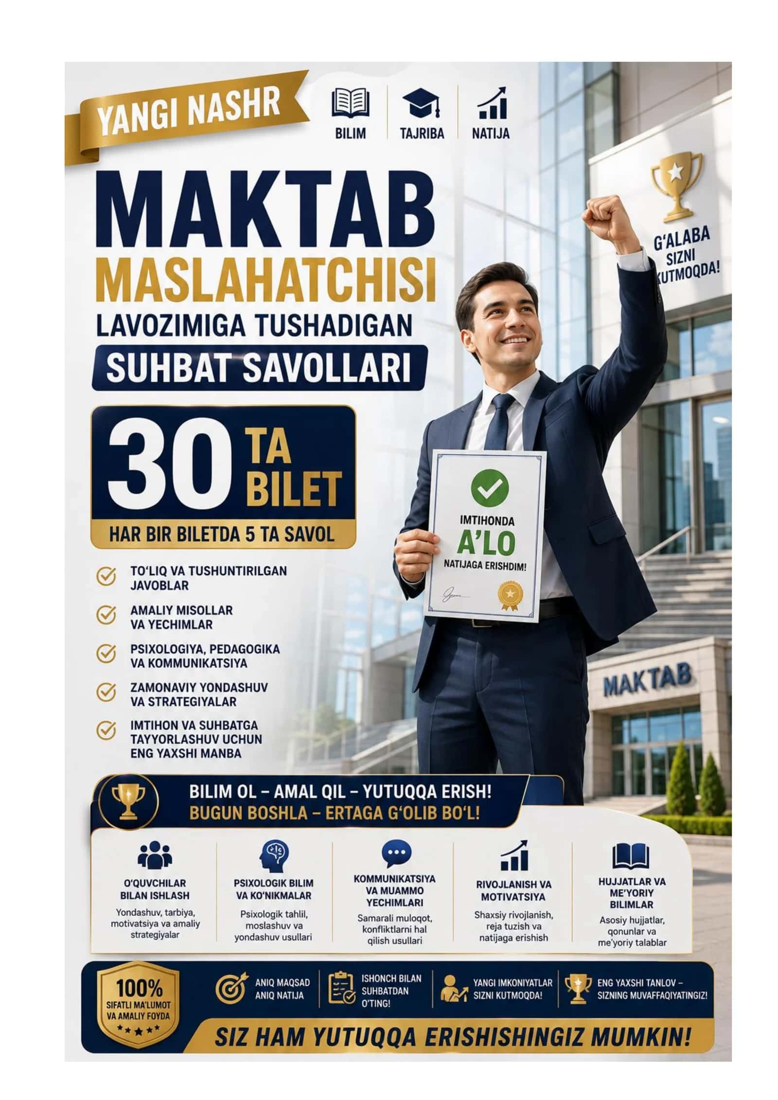 Maktab Maslahatchisi Tayyorlov Testlar va Suhbat Savollari