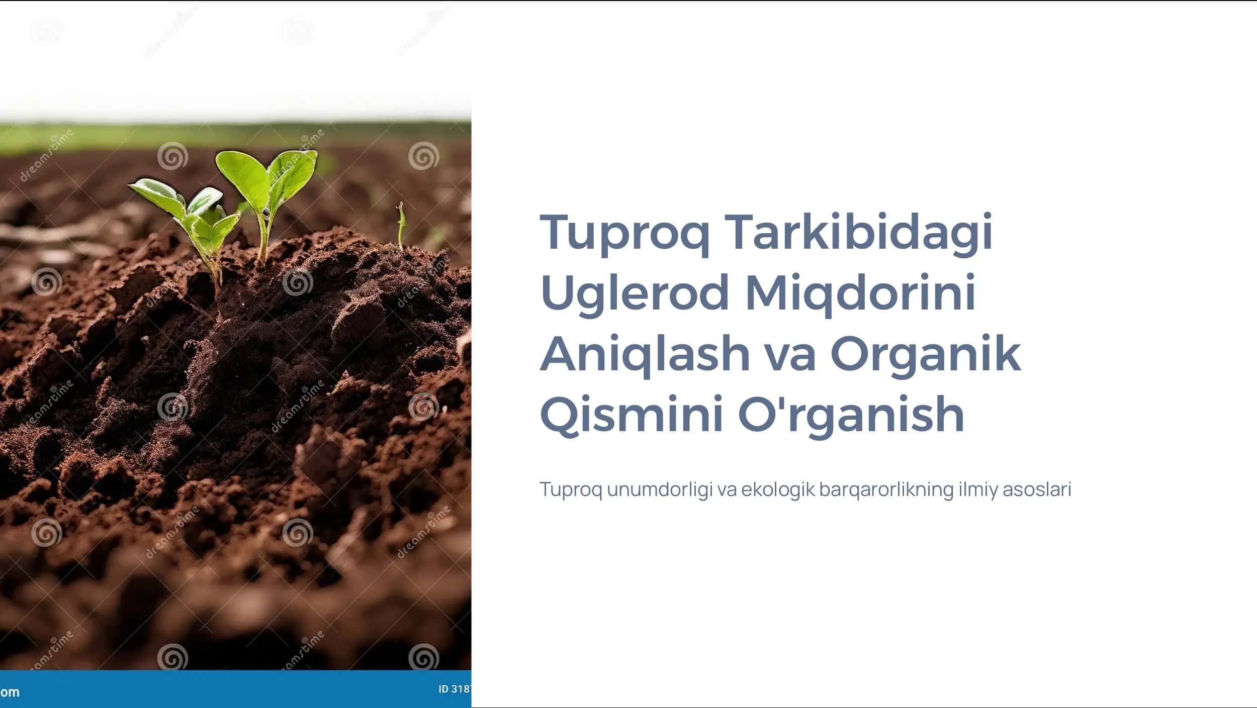 Tuproq Tarkibidagi Uglerod Miqdorini Aniqlash va Organik Qismini O'rganish