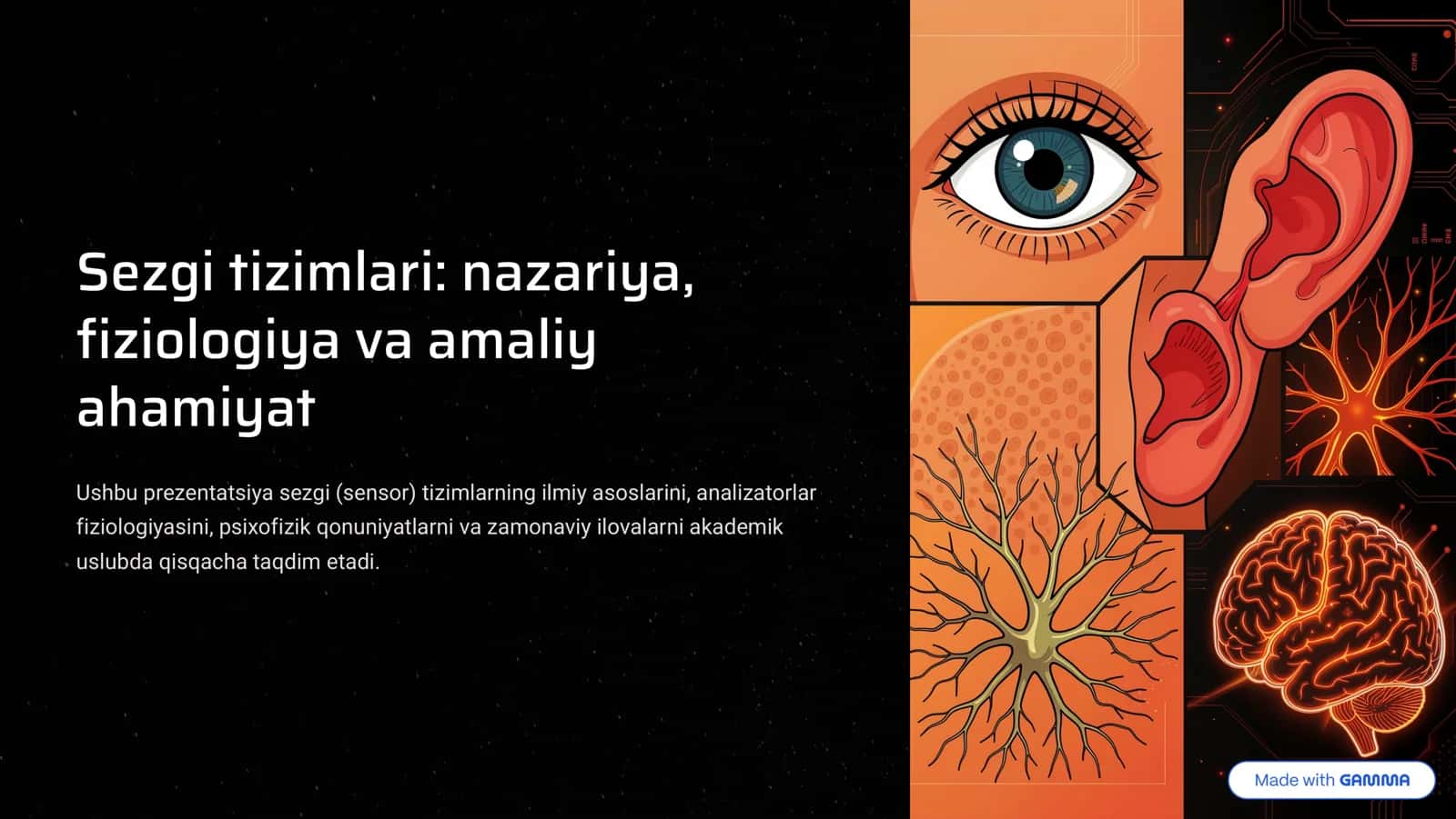 Sezgi tizimlari: nazariya, fiziologiya va amaliy ahomiyat