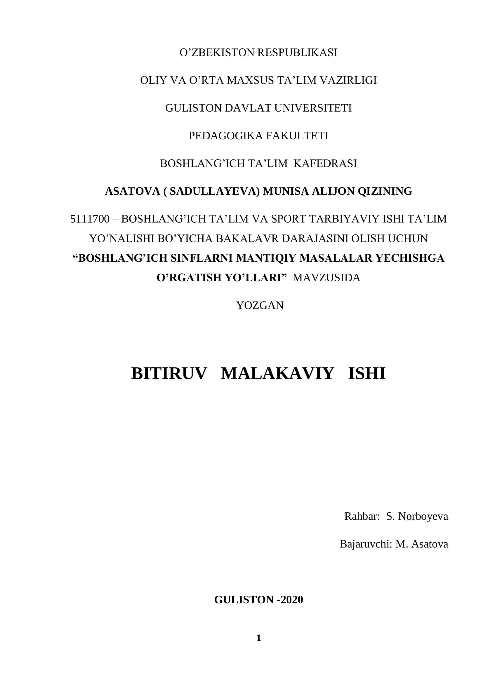 Boshlang‟ich sinflarni mantiqiy masalalar yechishga o‟rgatish yo‟llari