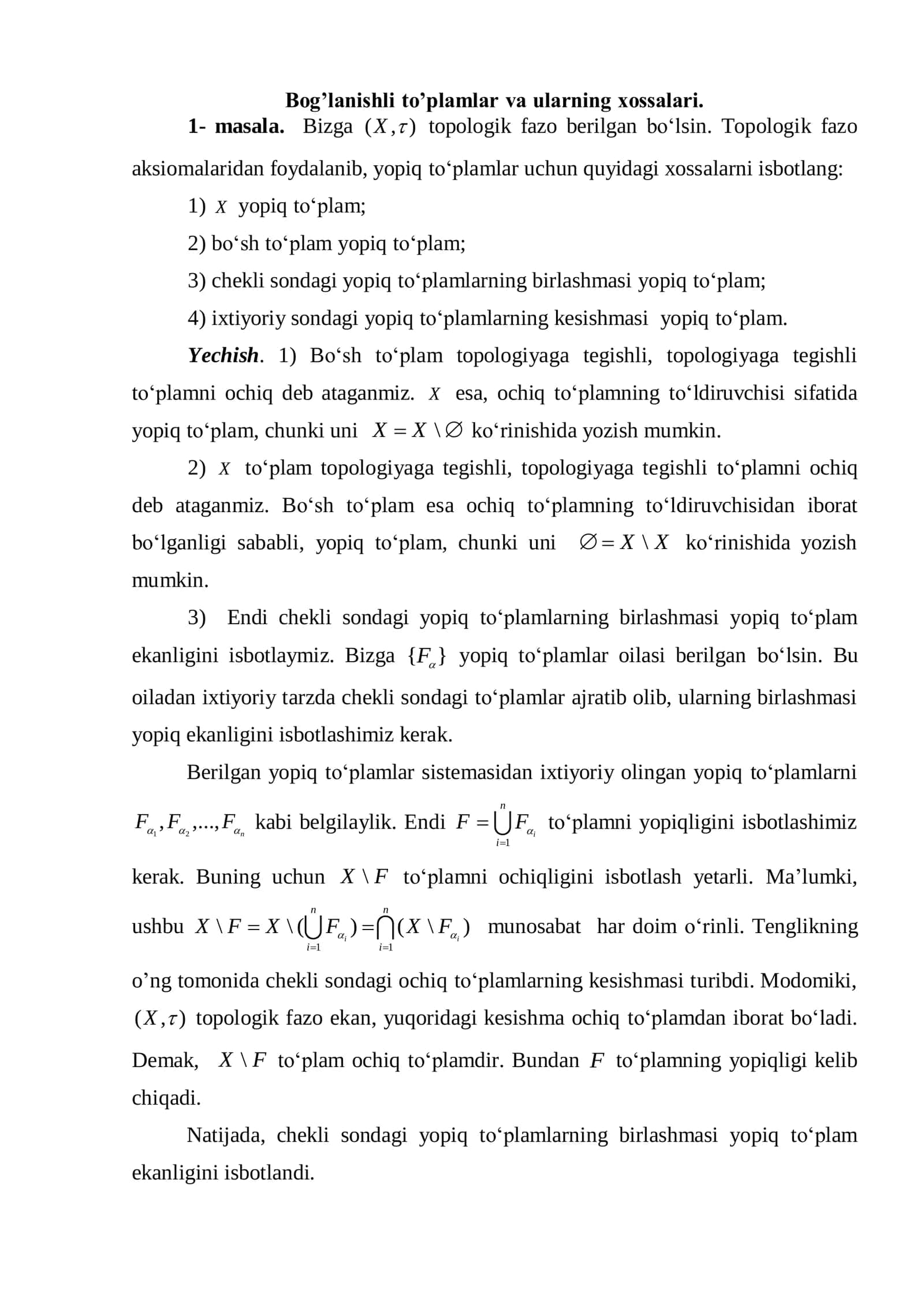 Topologik fazolar va ularning xossalari