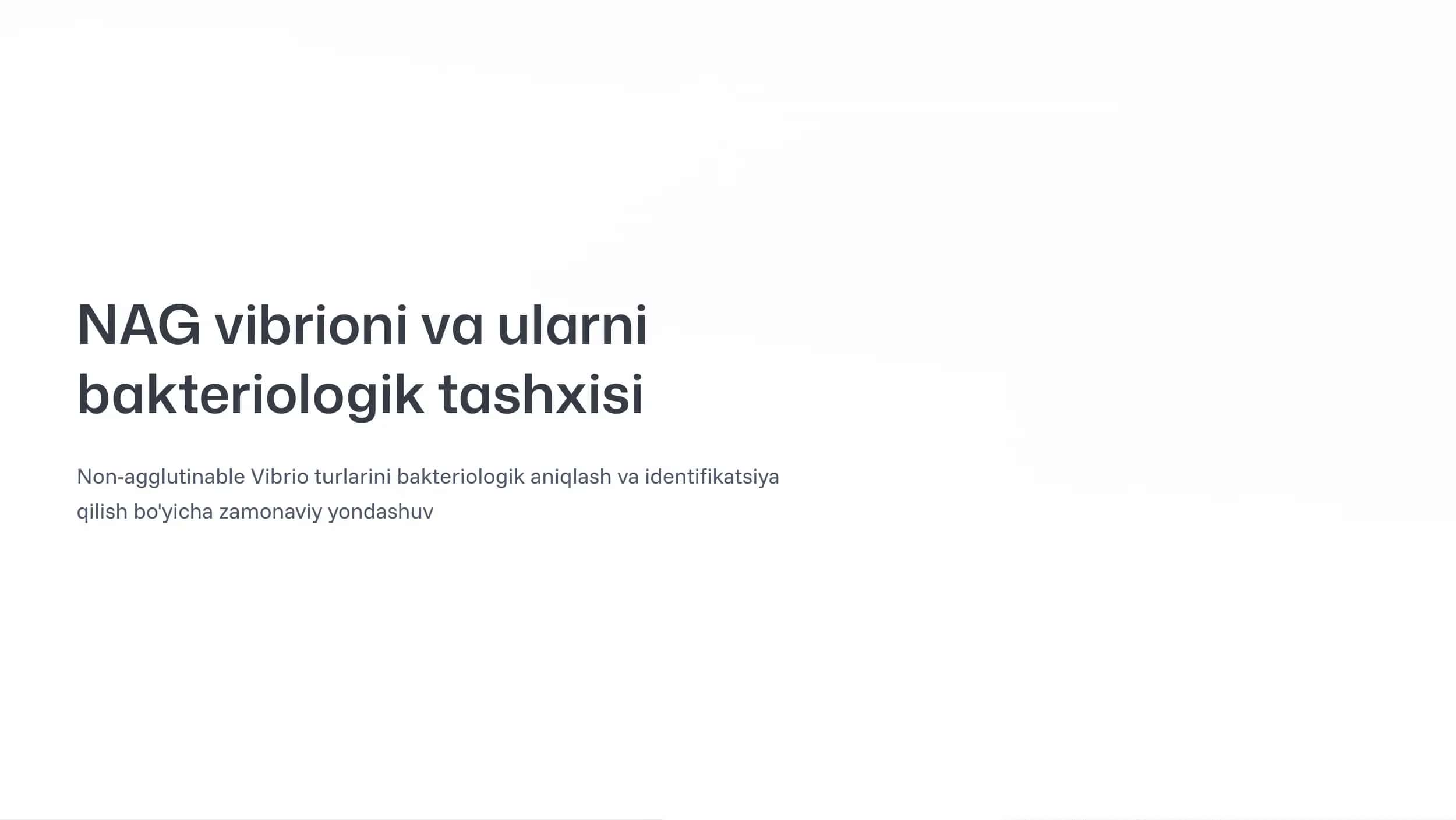 NAG vibrioni va ularni bakteriologik tashxisi.