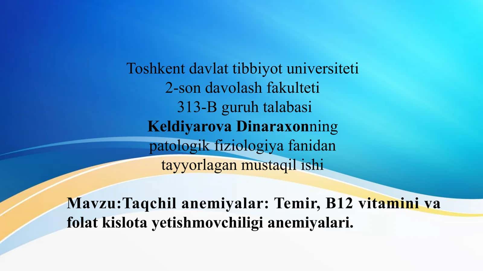 Taqchil anemiyalar: Temir, B12 vitamini va folat kislota yetishmovchiligi anemiyalari