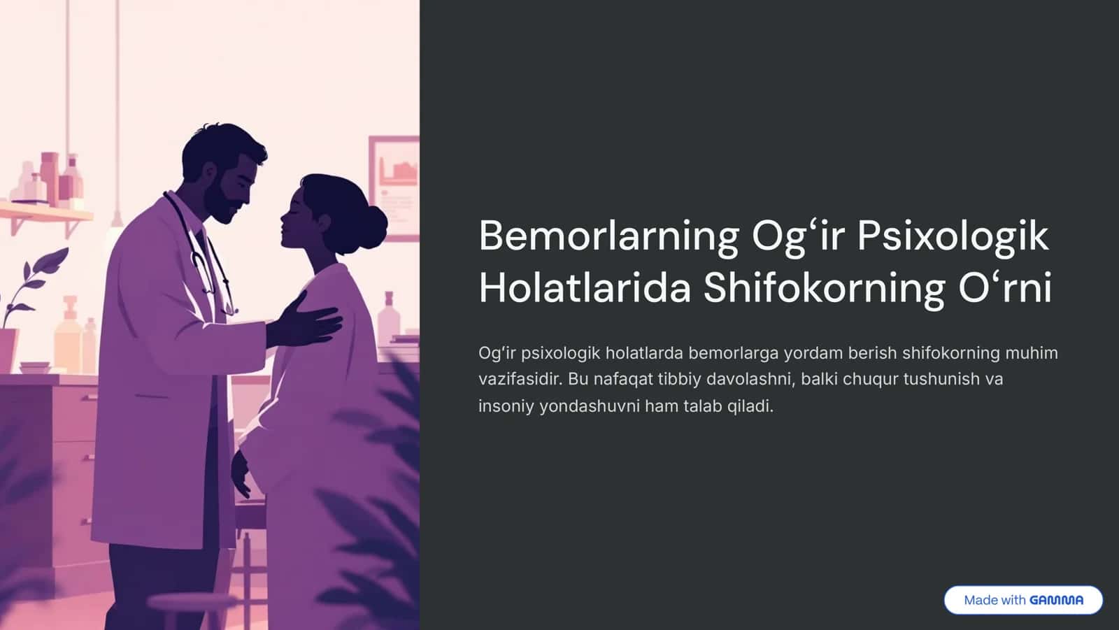 Og»ir Psixologik Holatlarda Shifokorning O»rni