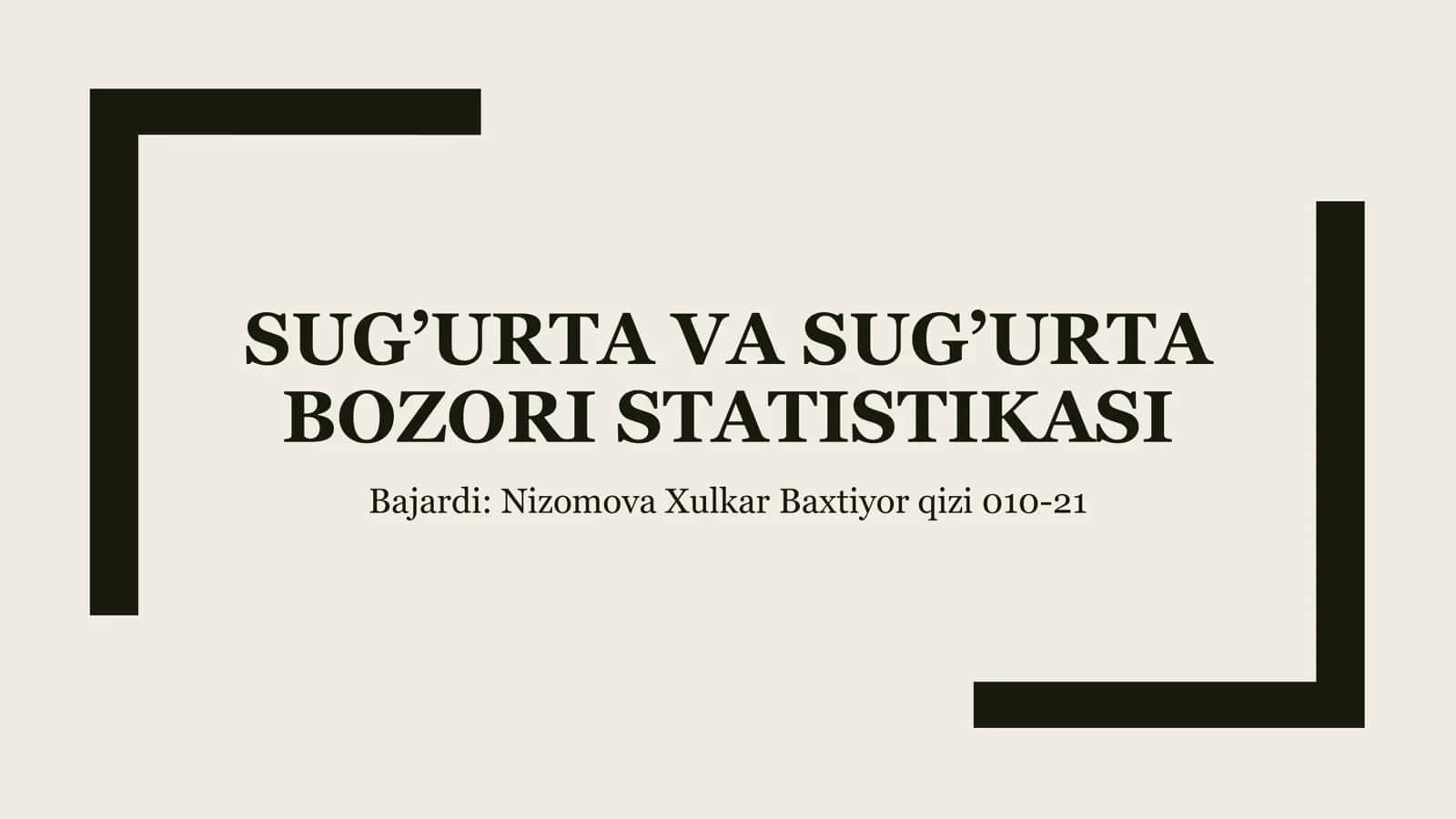 Sug’urta va Sug’urta Bozori Statistikasi