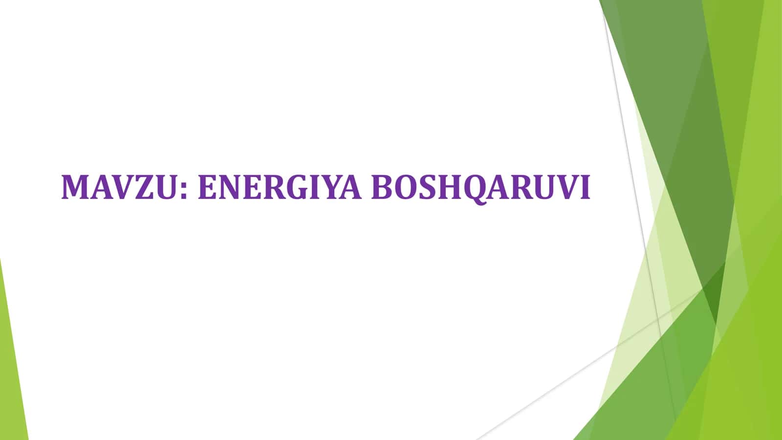 ENERGIYA BOSHQARUVI
