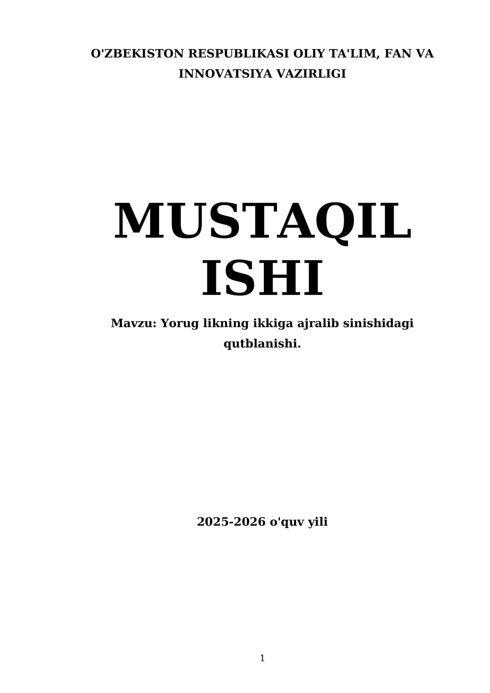 Yorug likning ikkiga ajralib sinishidagi qutblanishi