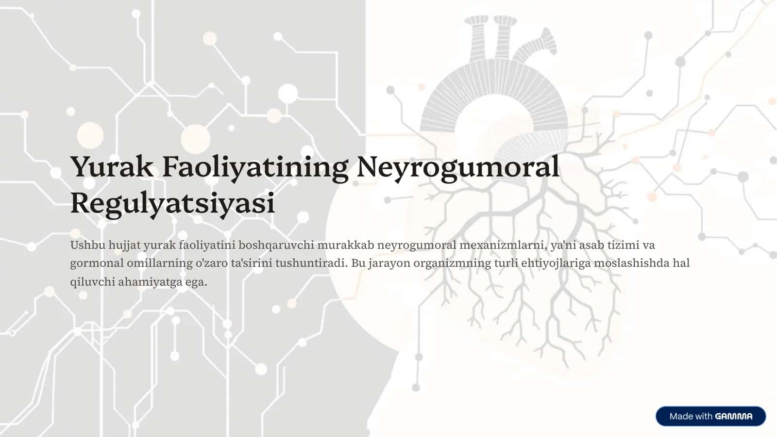 Yurak Faoliyatining Neyrogumoral Regulyatsiyasi