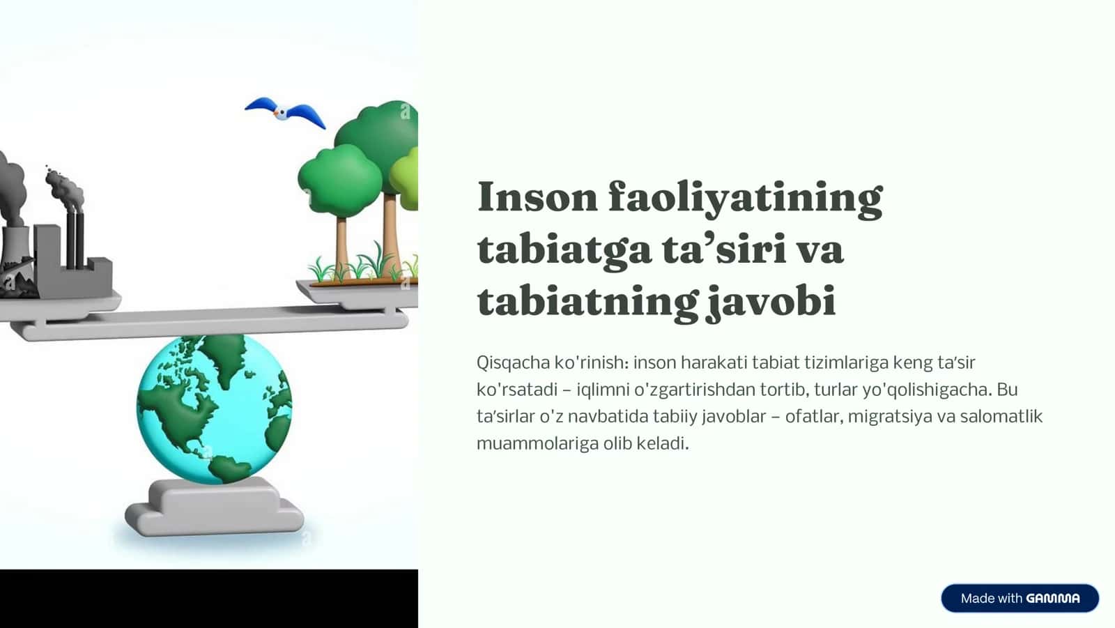 Tabiatga Ta'asiri va Javobi