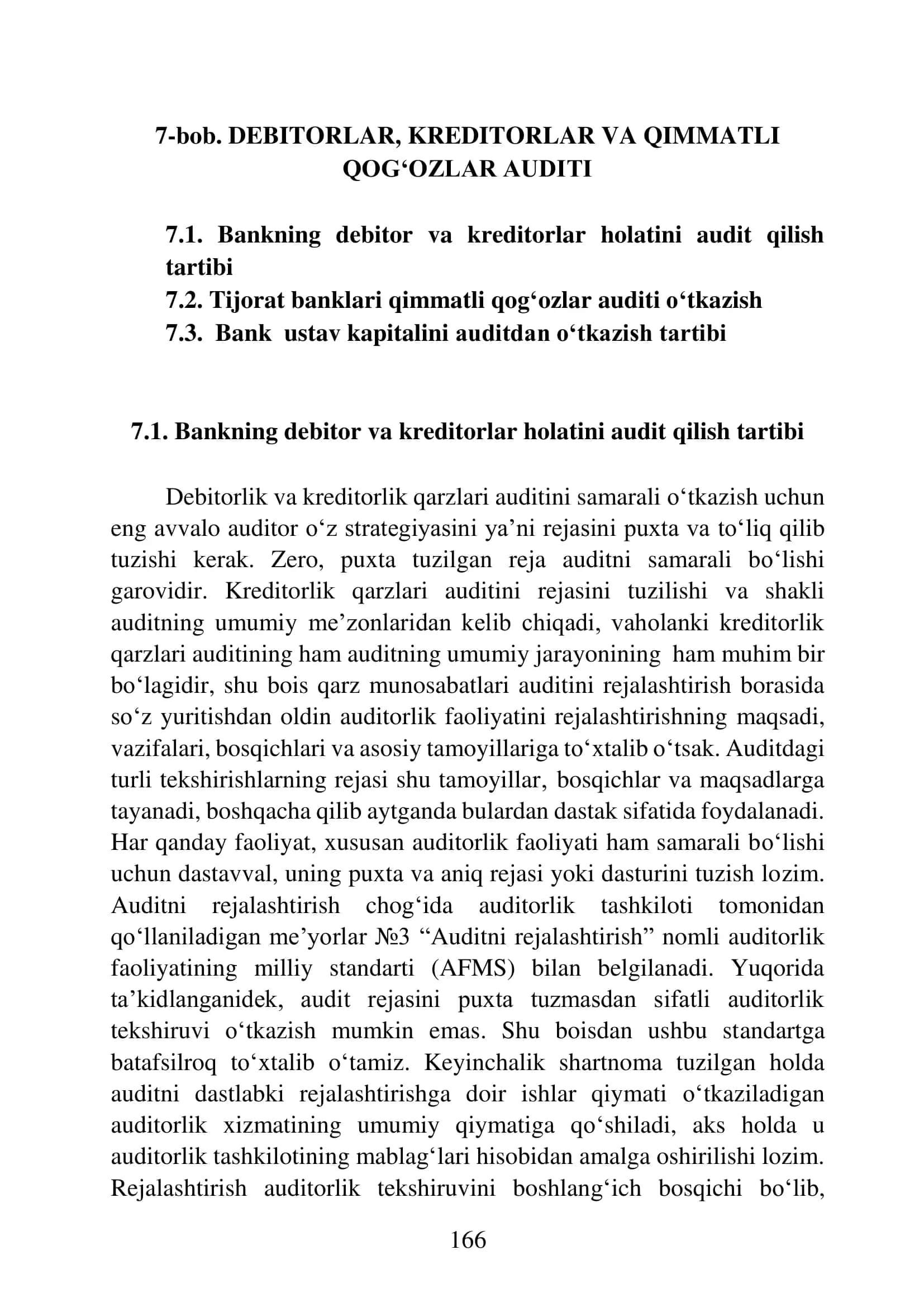 DEBITORLAR, KREDITORLAR VA QIMMATLI QOG‘OZLAR AUDITI
