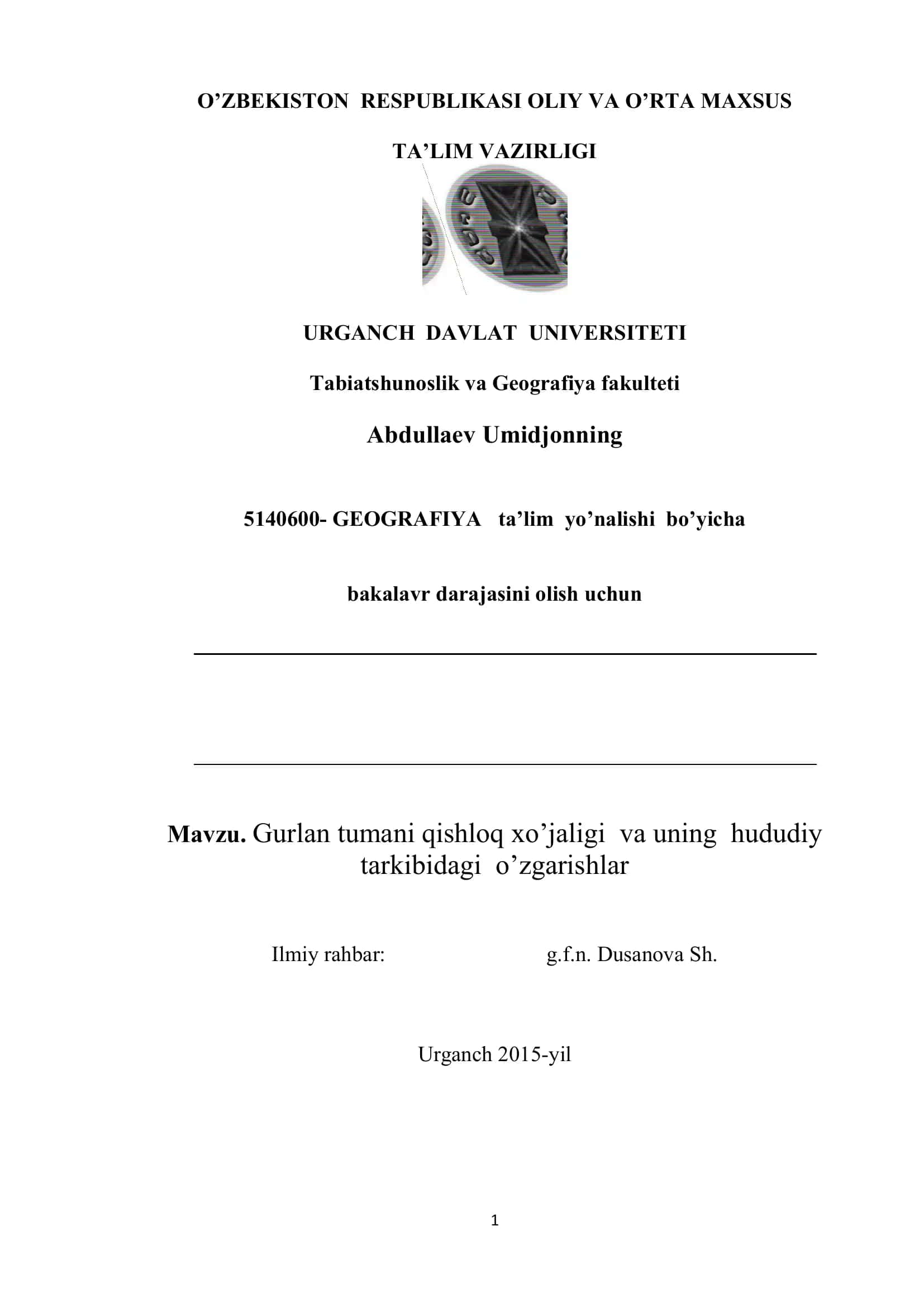 5140600- GEOGRAFIYA ta’lim yo’nalishi bo’yicha