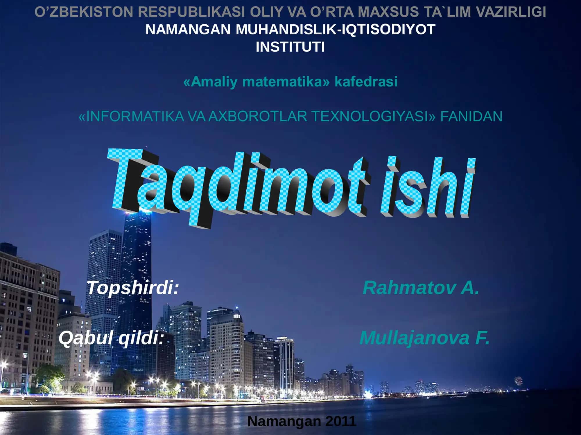 MS Access dasturining asosiy elementlari va maydonlar xususiyatlari