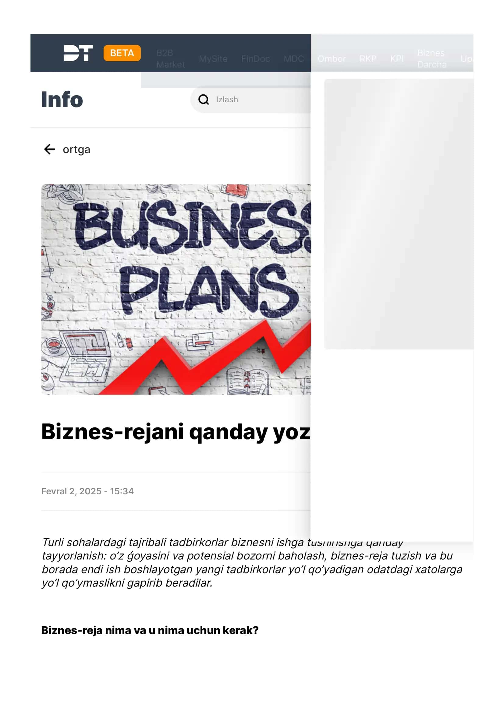 Biznes reja qanday yozish kerakligi haqida qoʻllanma