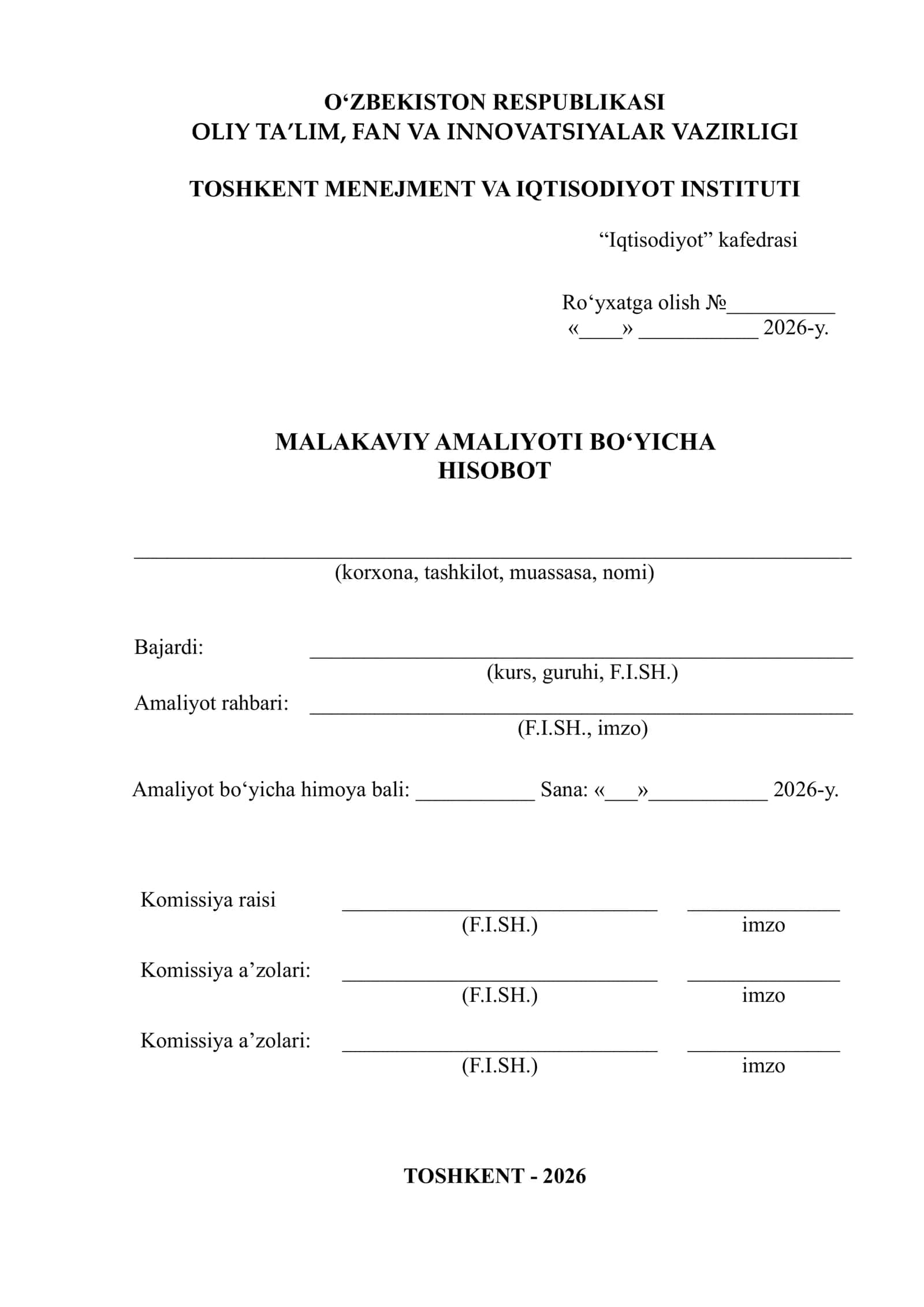SHIRINLIK ICHLAB CHIQARUVCHI MCHJ BOʻYICHA AMALIYOT HISOBOTI.