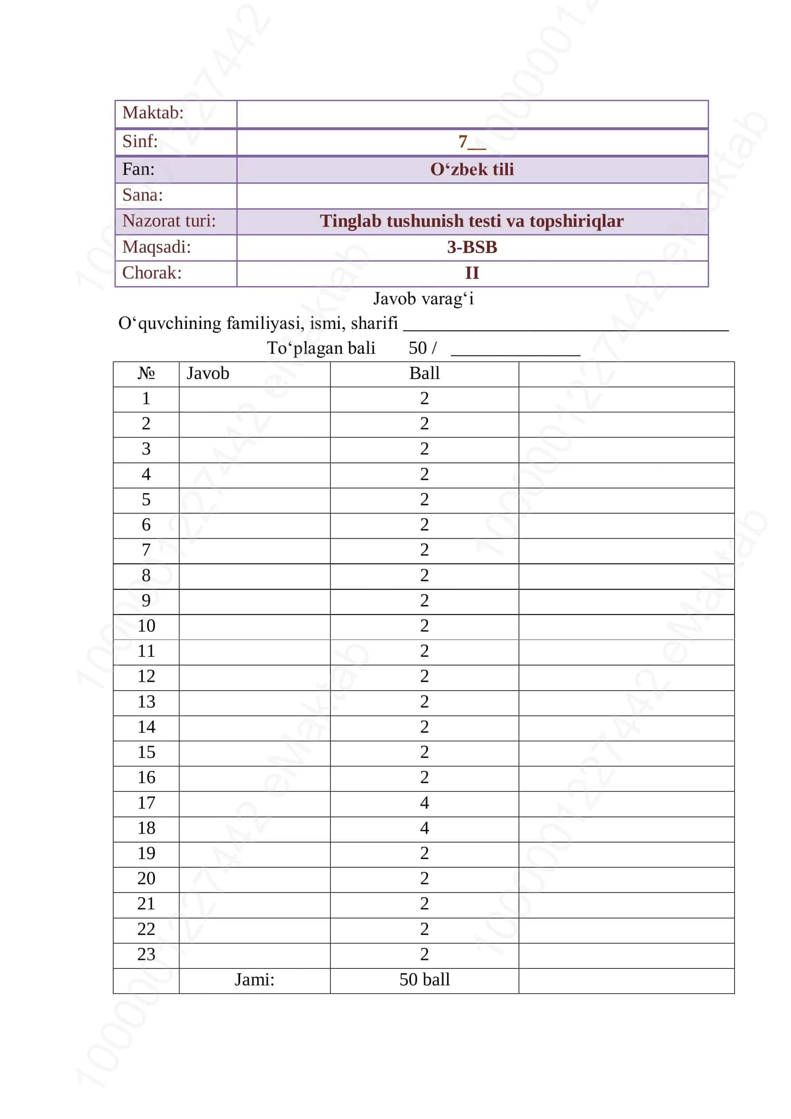 Tinglab tushunish testi