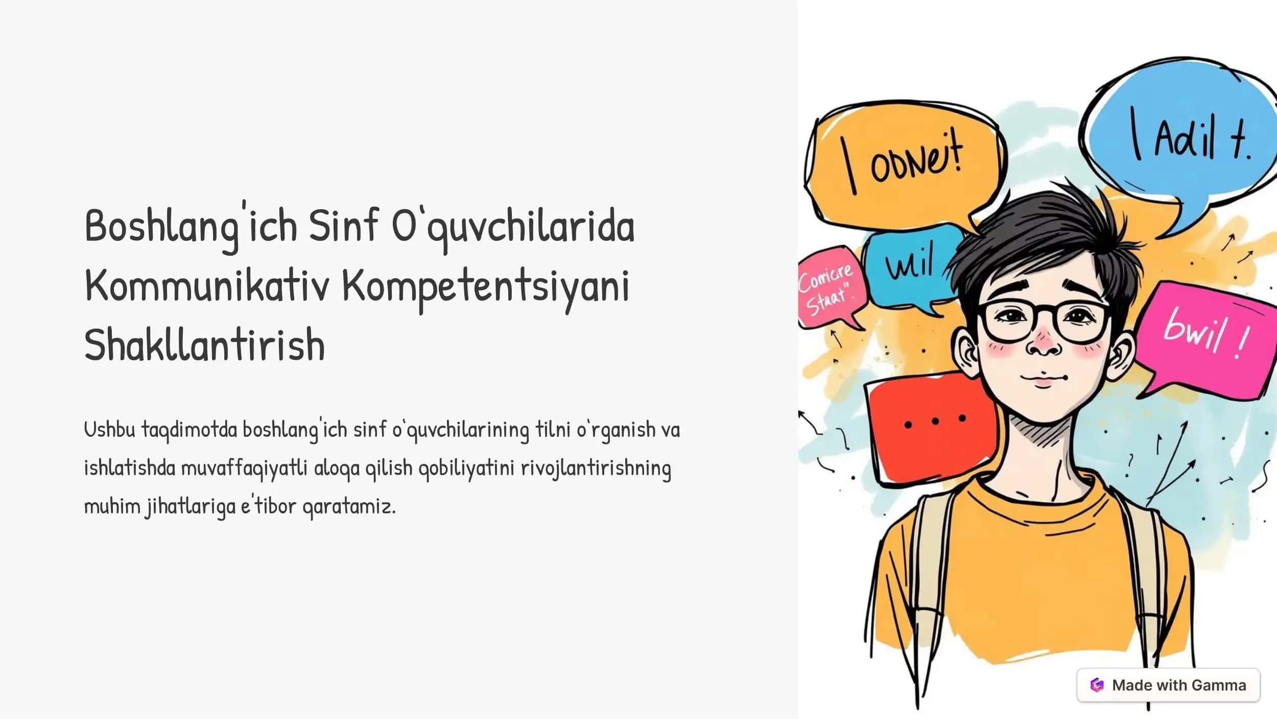 Boshlang'ich Sinf O‘quvchilarida Kommunikativ Kompetentsiyani Shakllantirish