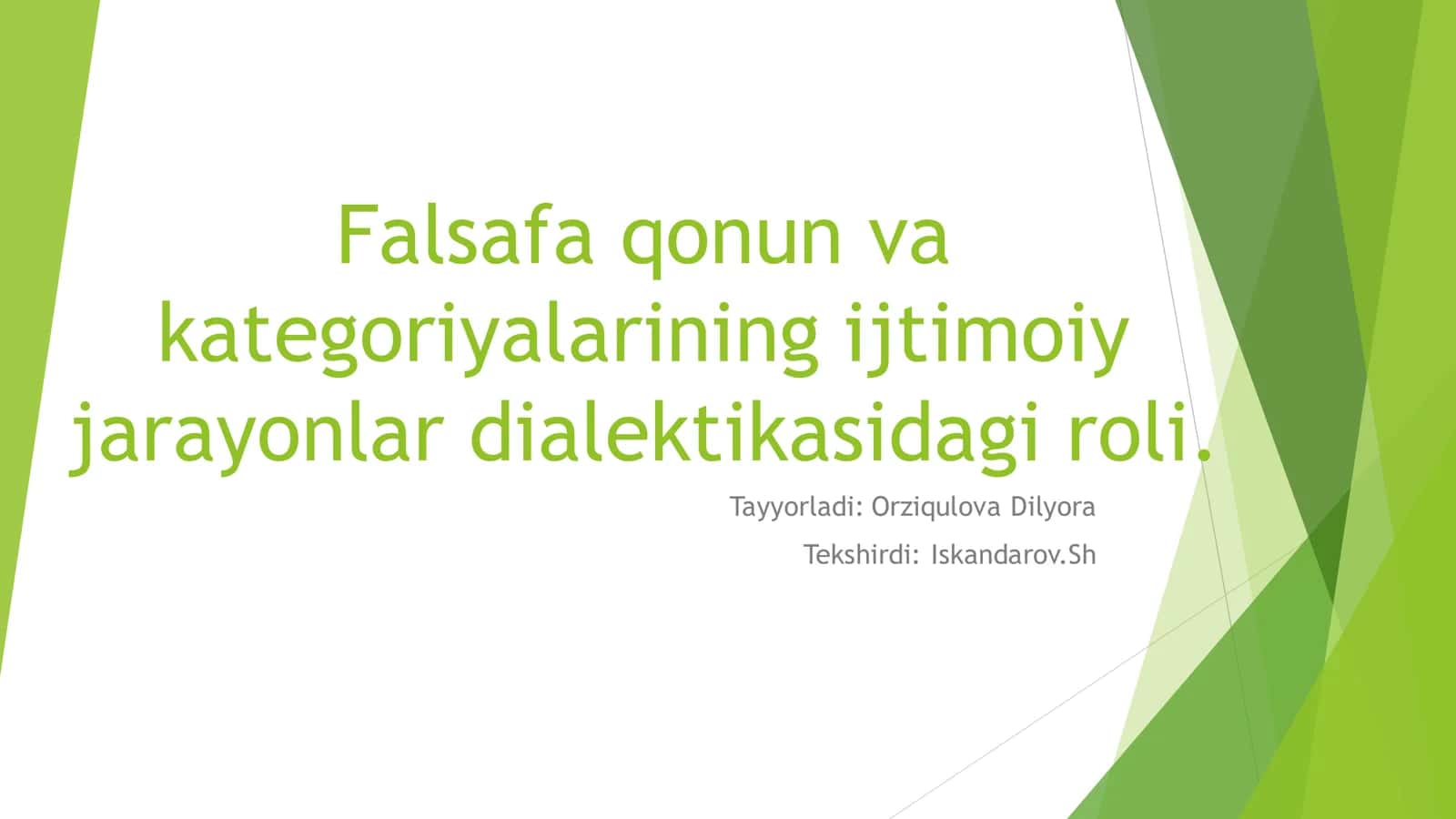 Roli Falsafa qonun va kategoriyalarining ijtimoiy jarayonlar dialektikasidagi