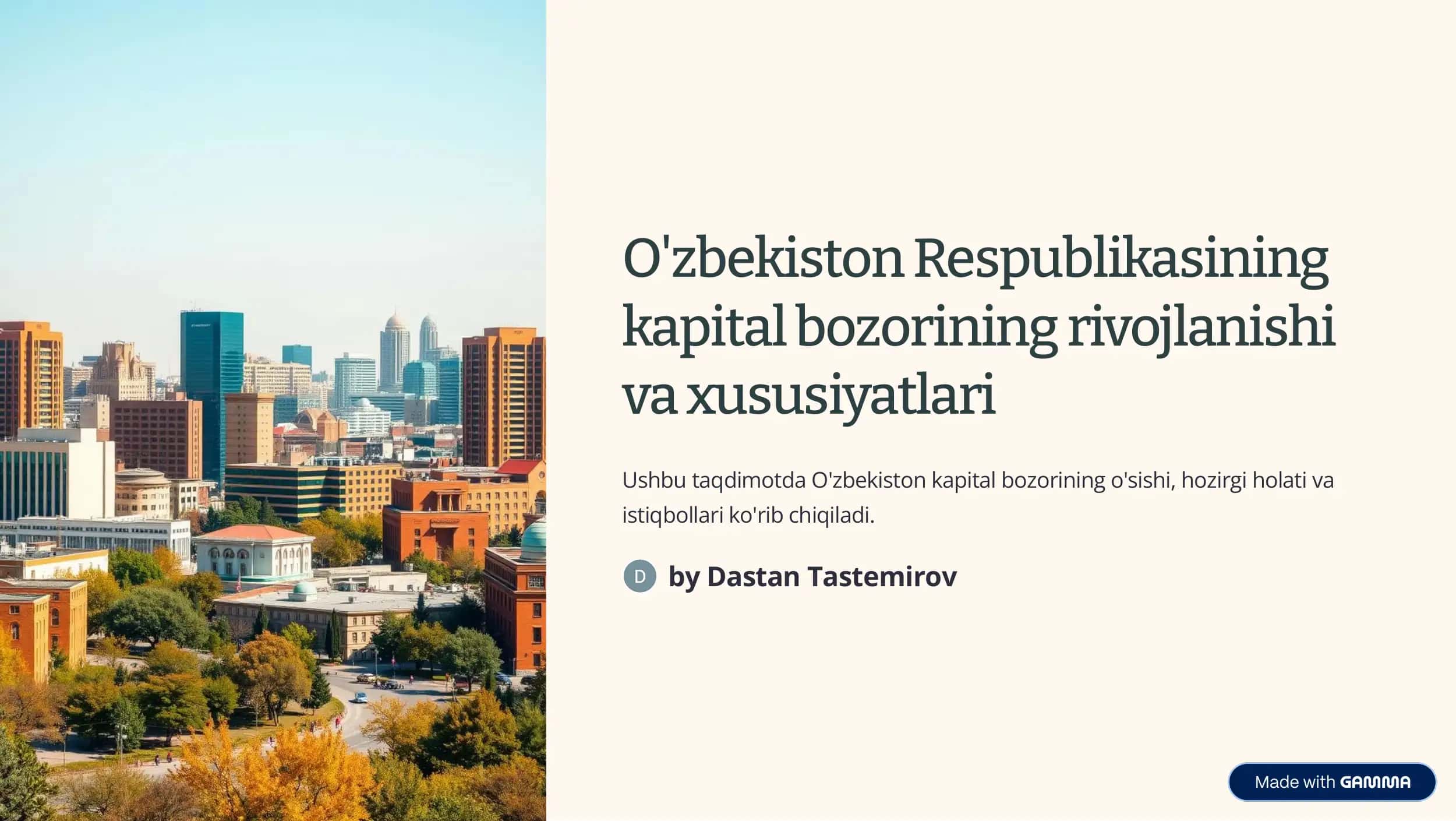 O'zbekiston Respublikasining kapital bozorining rivojlanishi va xususiyatlari