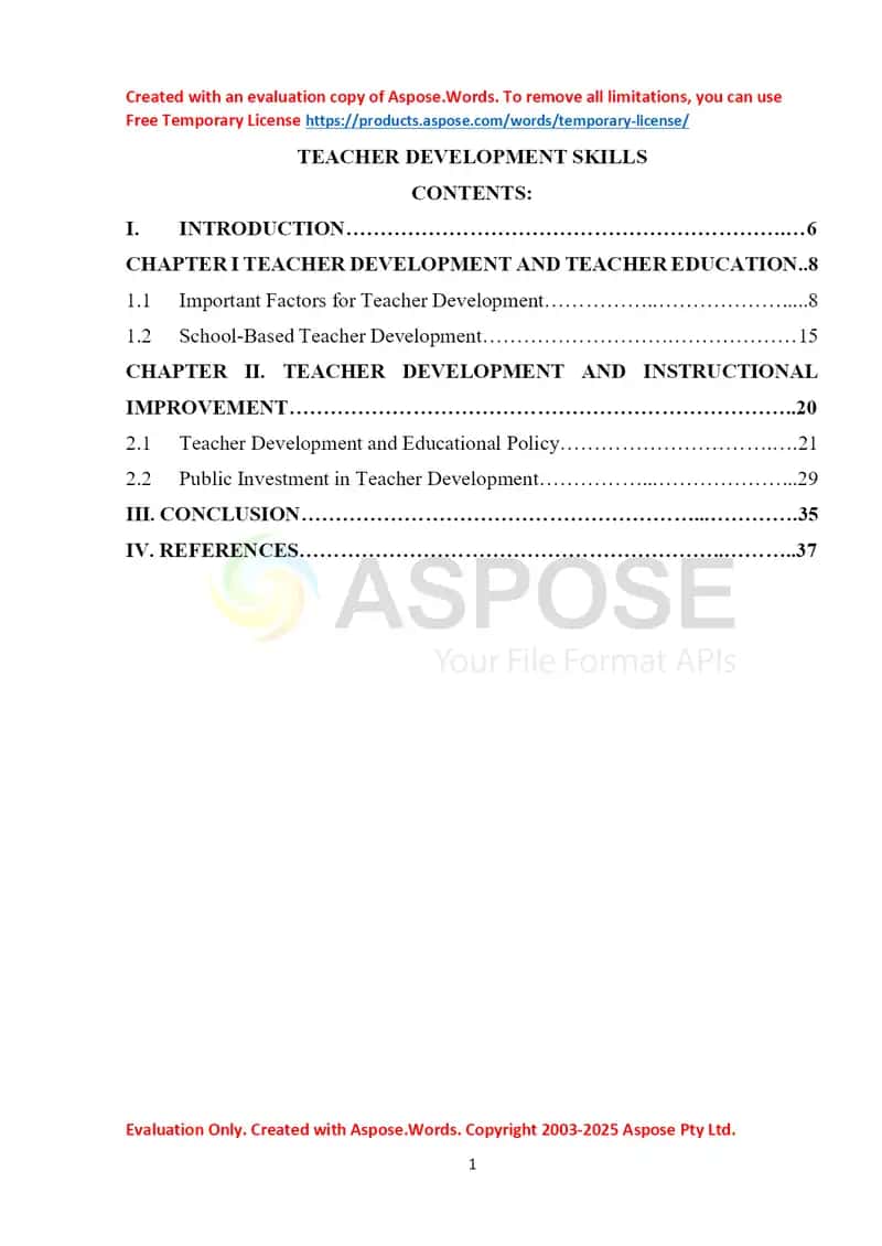 Teacher Development Skills