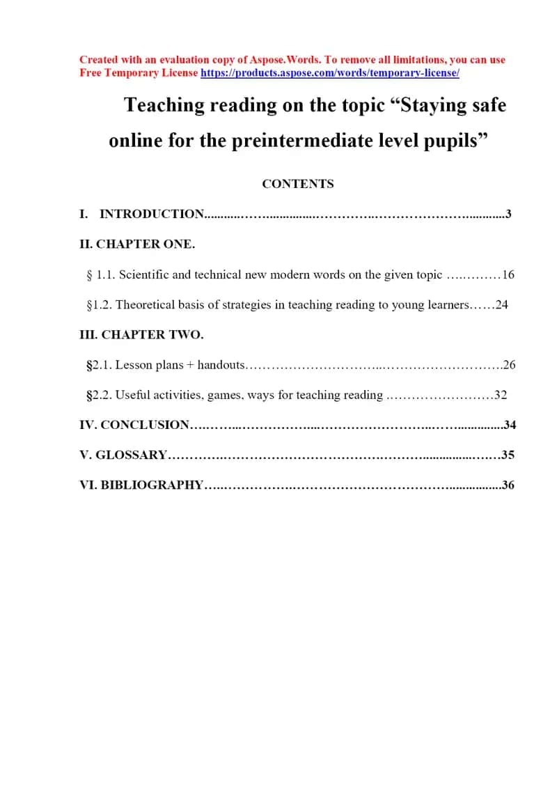 Teaching reading on the topic “Staying safe online for the preintermediate level pupils”