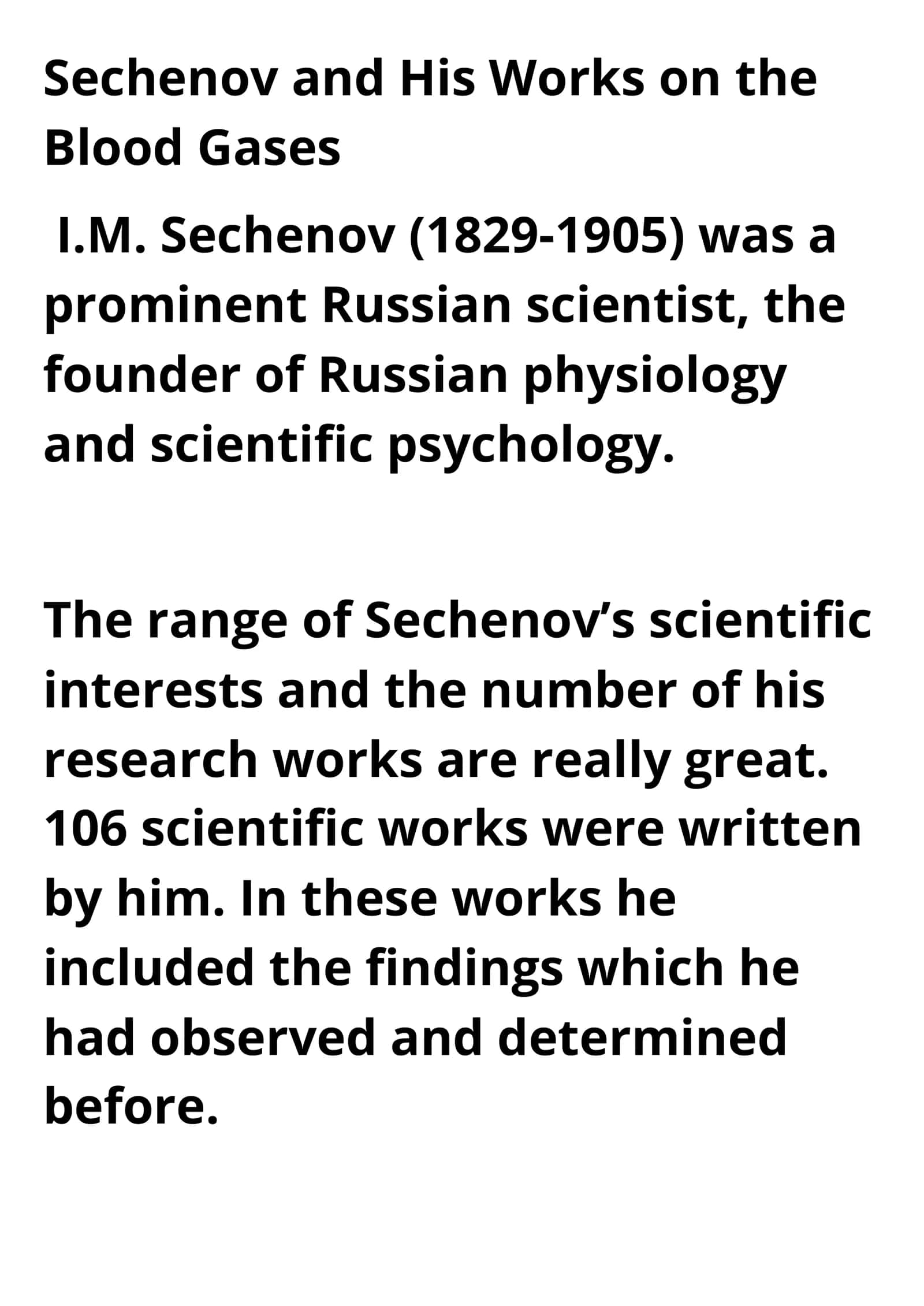 Sechenov and his works on the blood gases