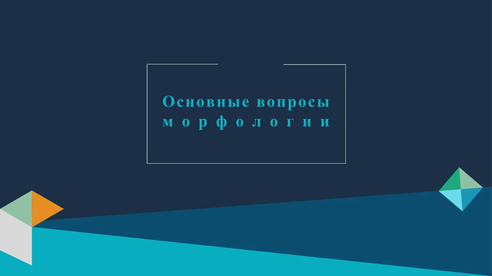 Основные вопросы морфологии