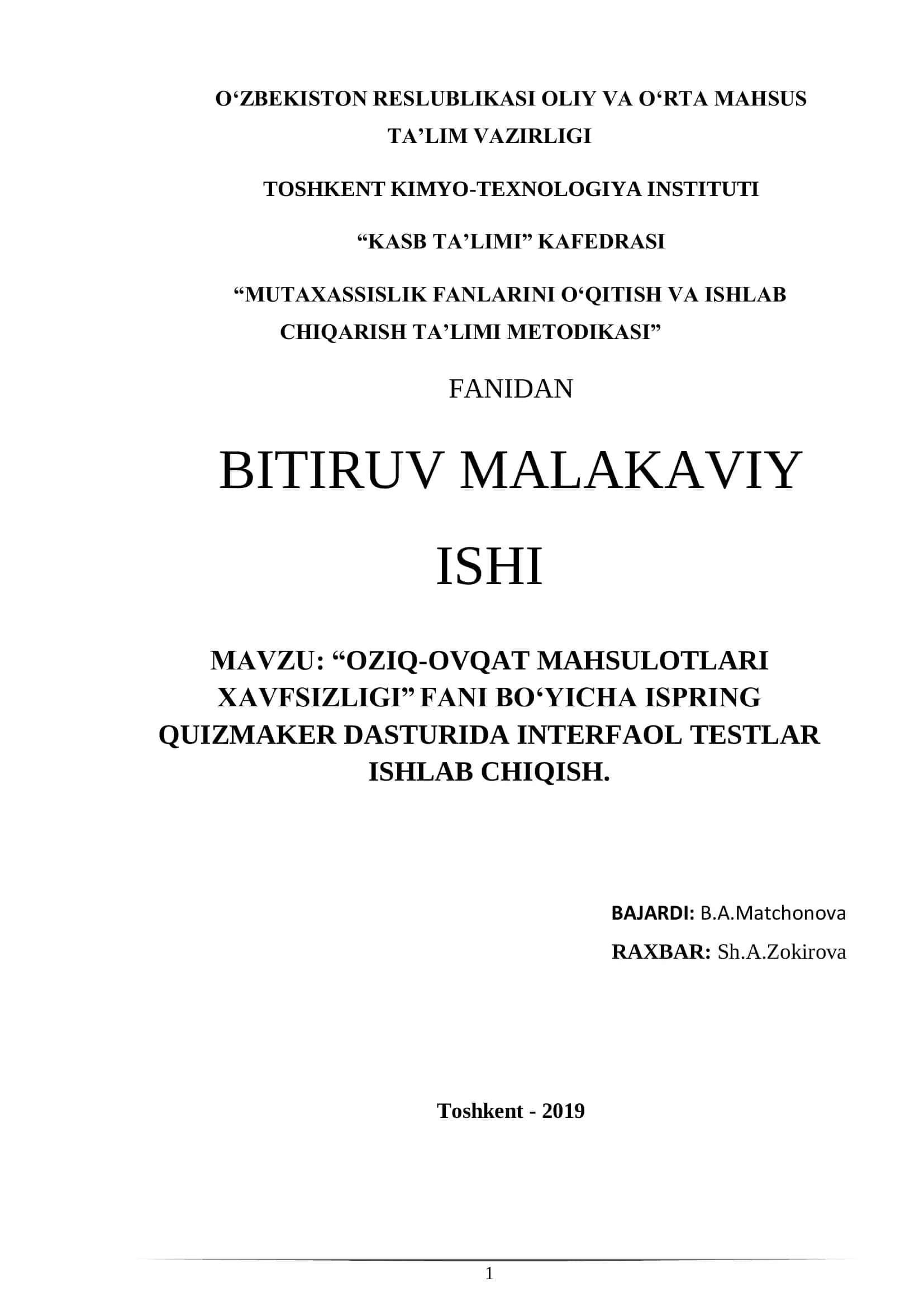 Oziq-ovqat mahsulotlari xavfsizligi