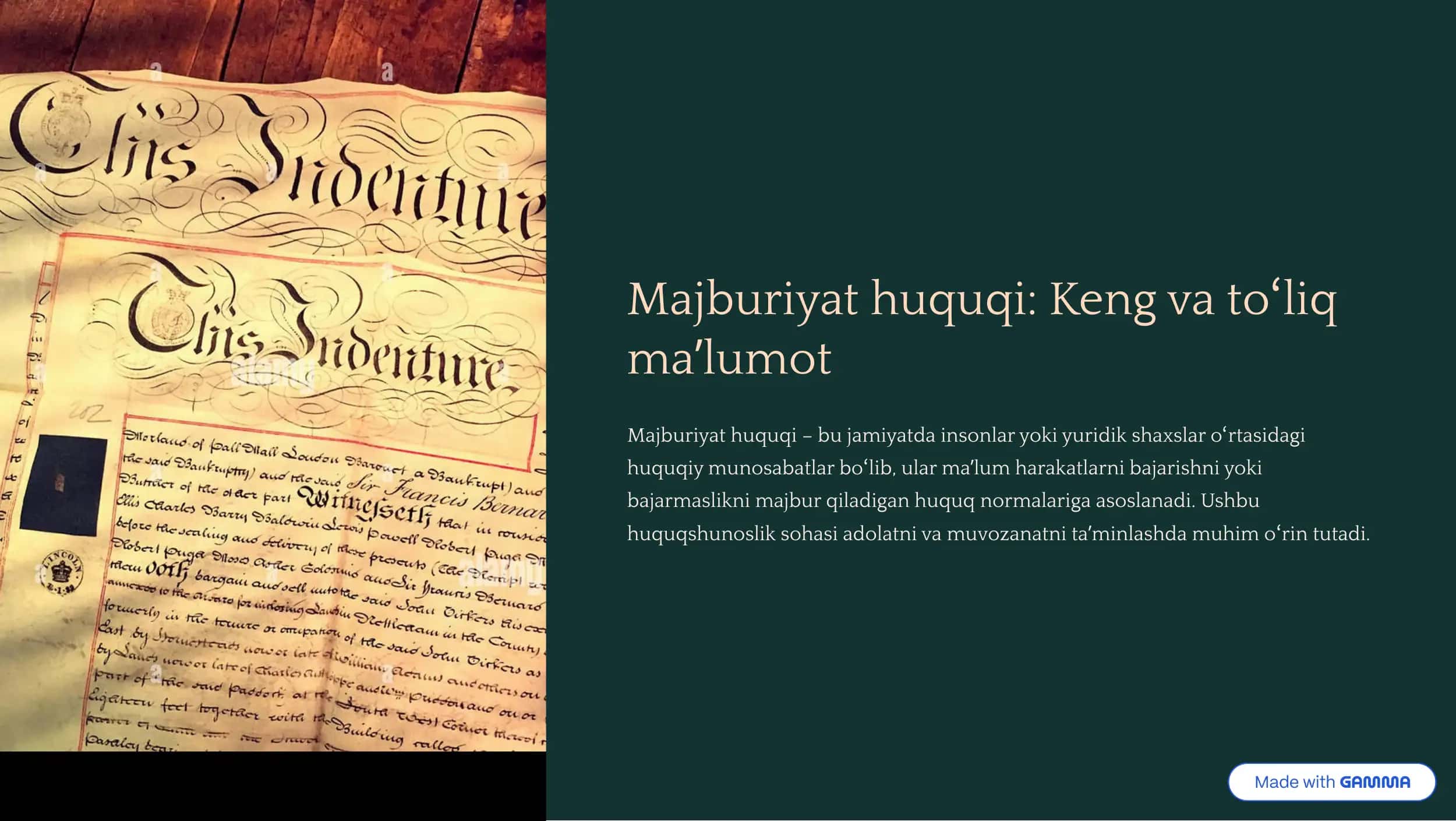Majburiyat huquqi: Keng va to»liq
