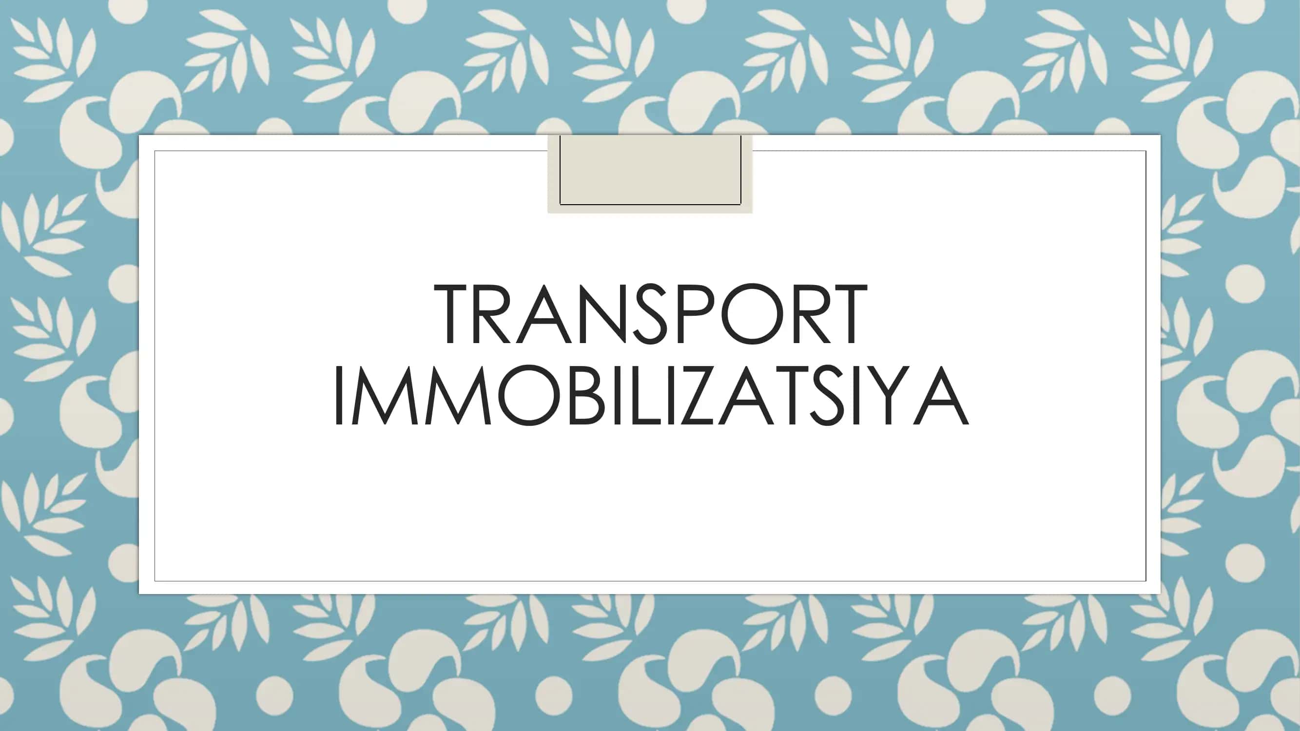 TRANSPORT IMMOBILIZATSIYA