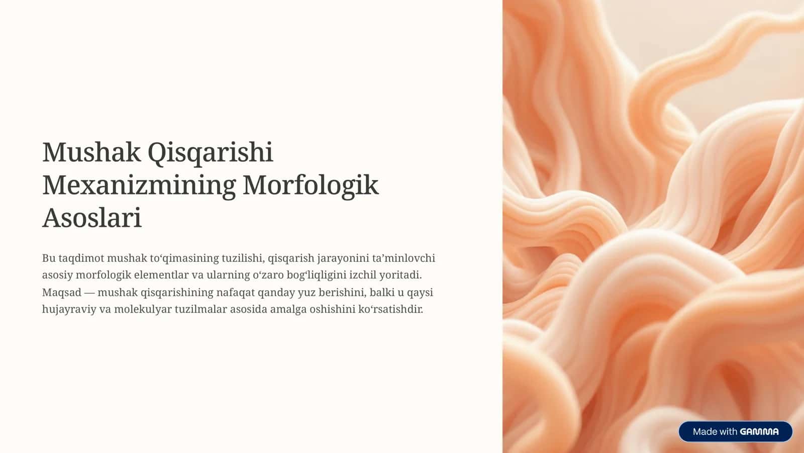Qisqarishi
Mexanizmining Morfologik
Asoslari