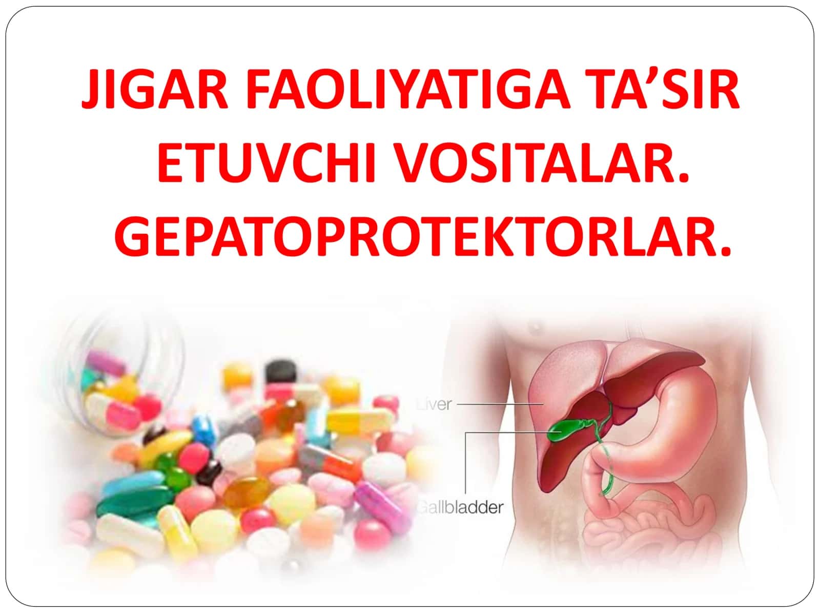 JIGAR FAOLIYATIGA TA’SIR ETUVCHI VOSITALAR. GEPATOPROTEKTORLAR