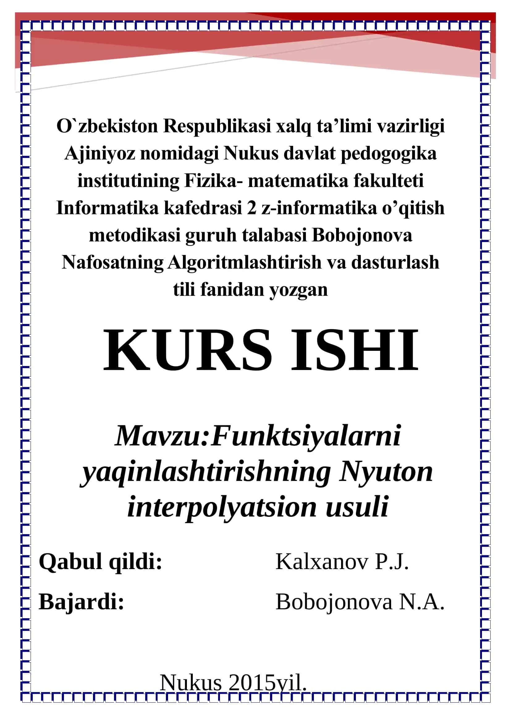 Nyuton interpolyatsion usuli