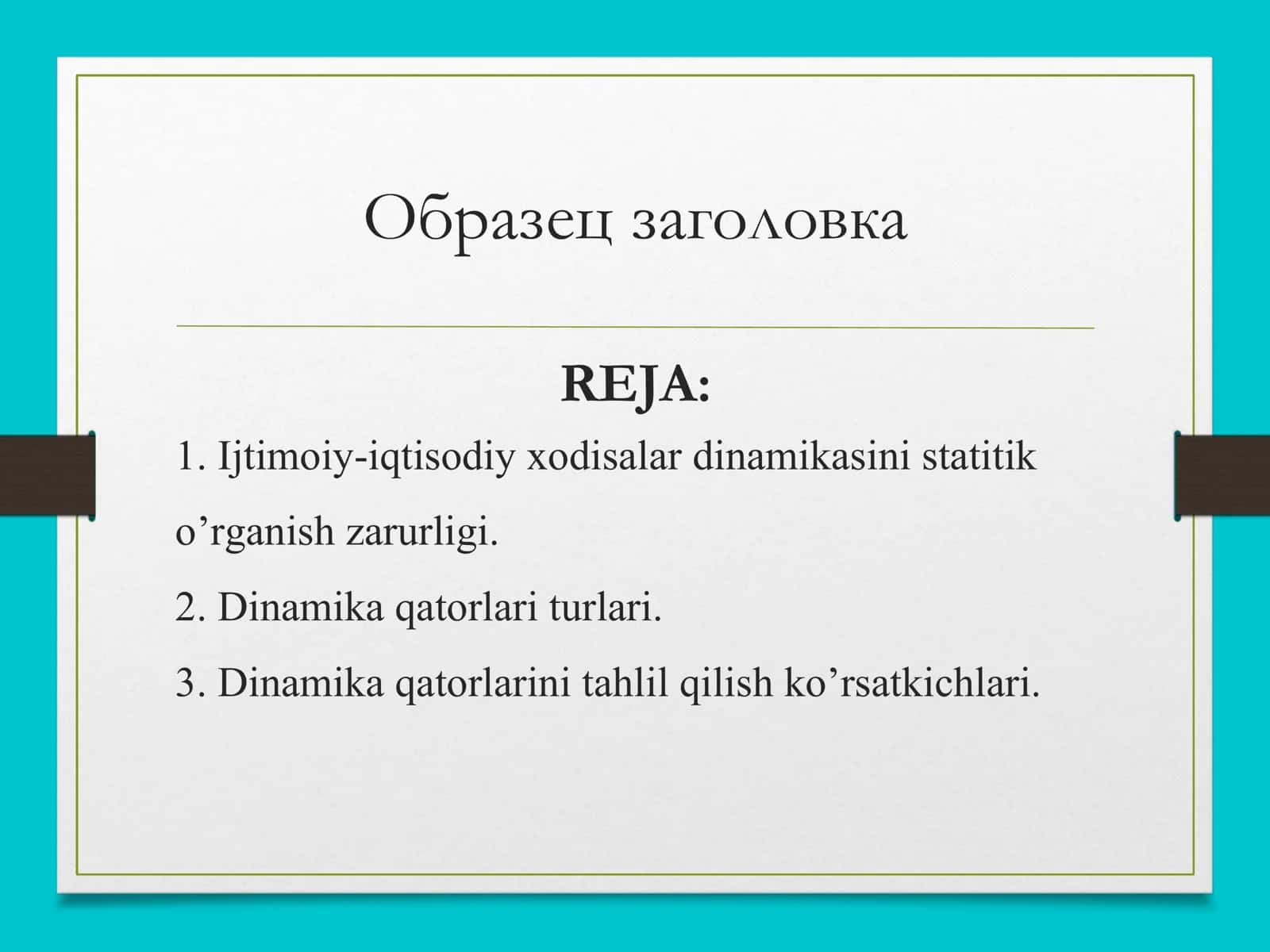 Dinamika qatorlarini tahlil qilish ko’rsatkichlari