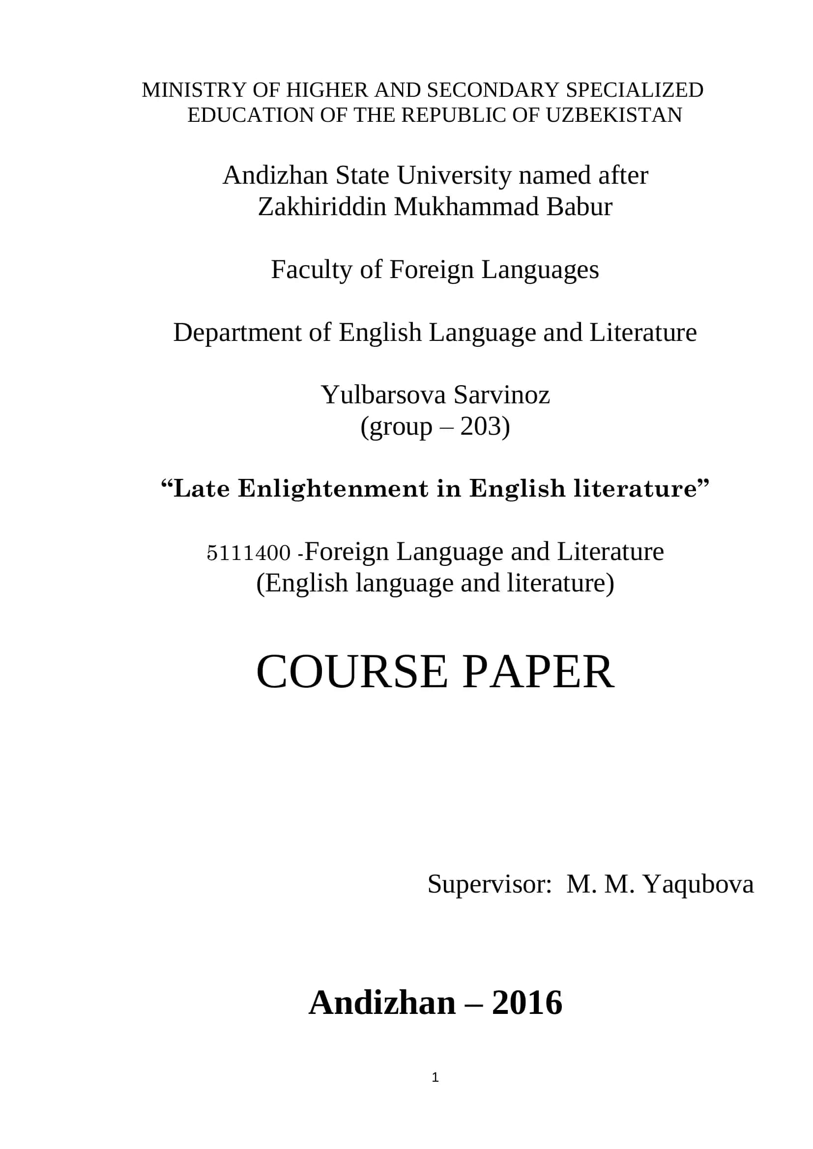 Late Enlightenment in English literature
