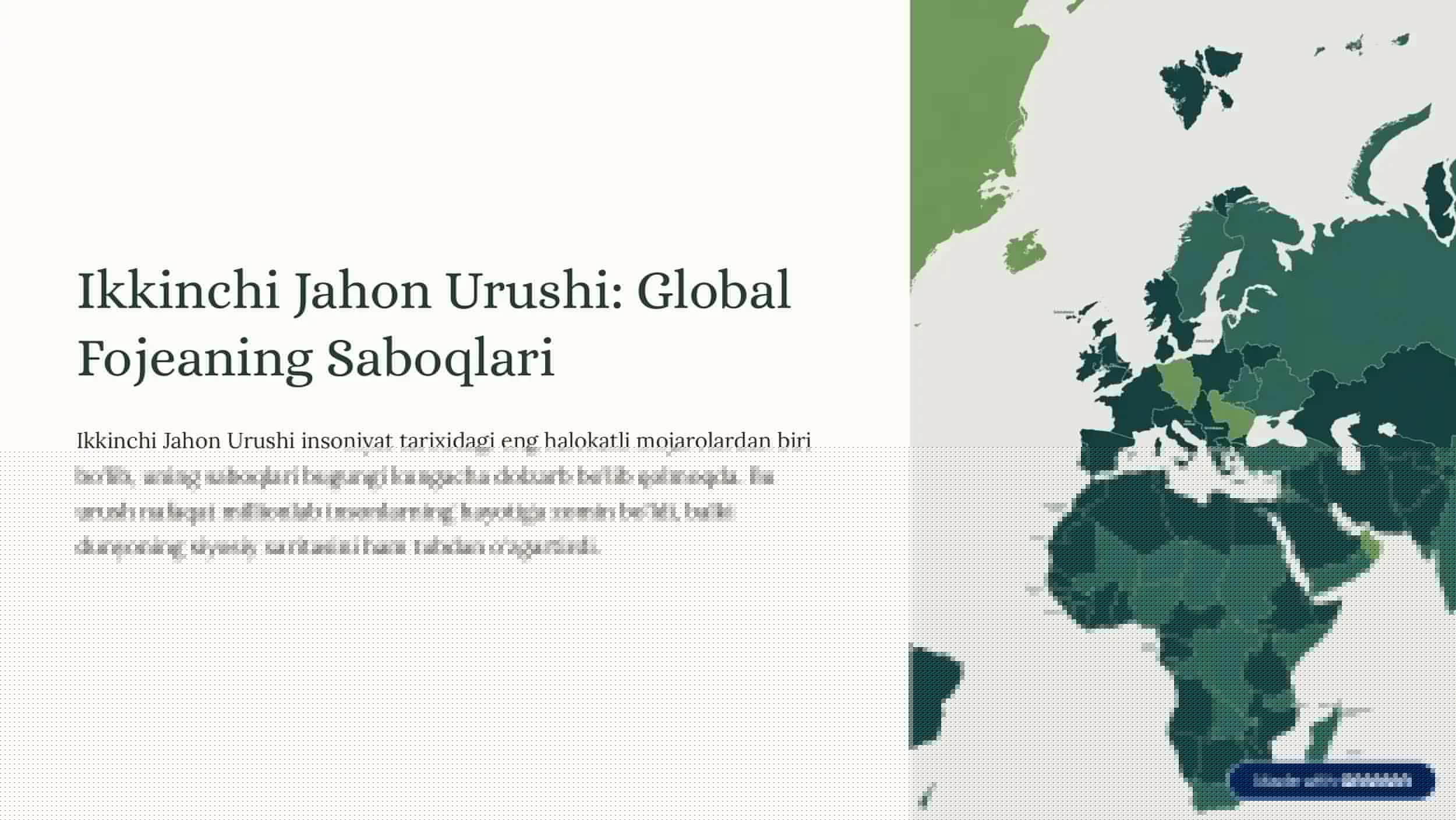 Ikkinchi Jahon Urushi: Global Fojeaning Saboqlari