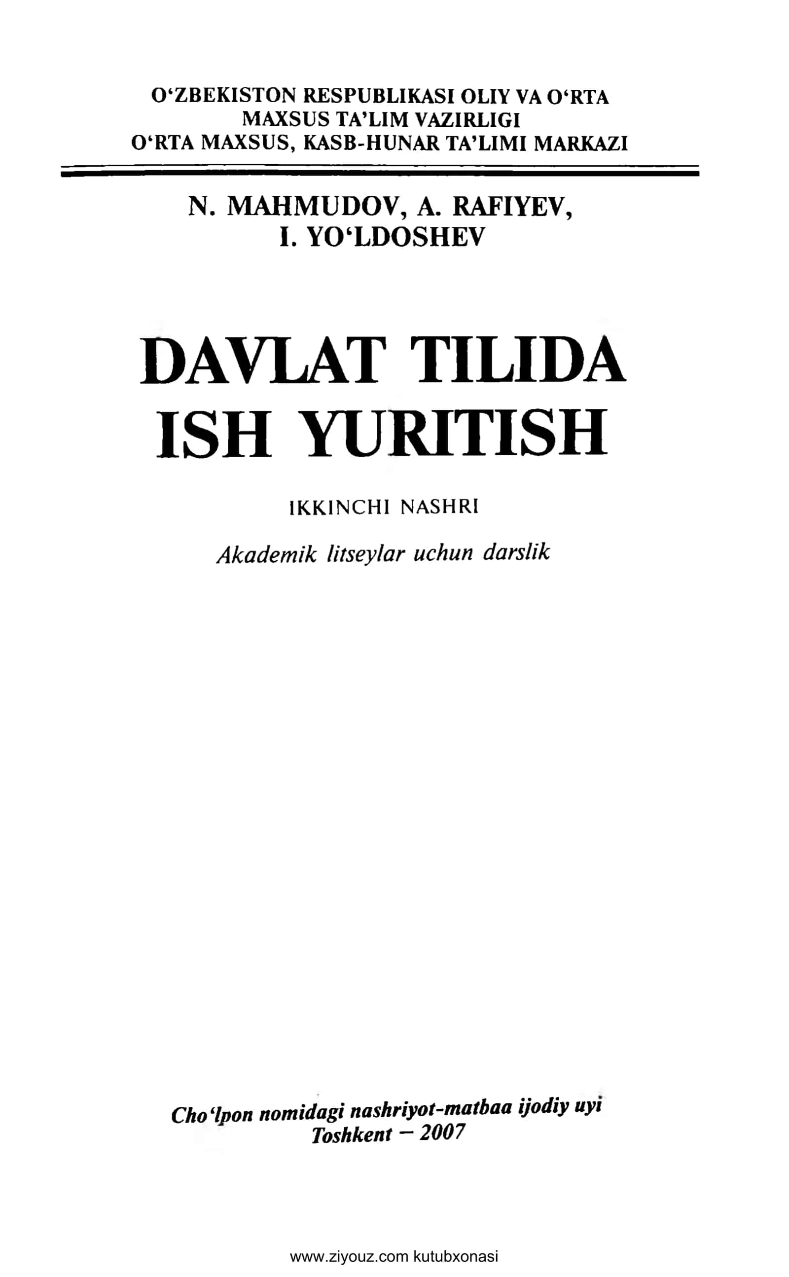 DAVLAT TILIDA ISH YURITISH