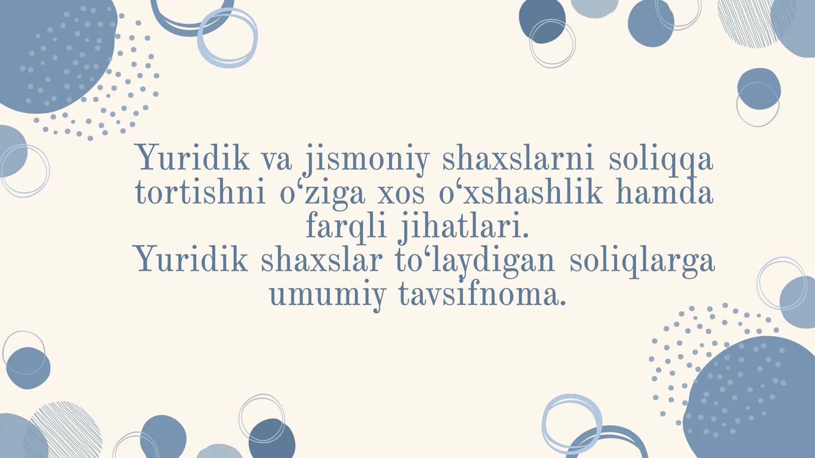 Soliqqa tortishning yuridik va jismoniy shaxslariga ta'siri