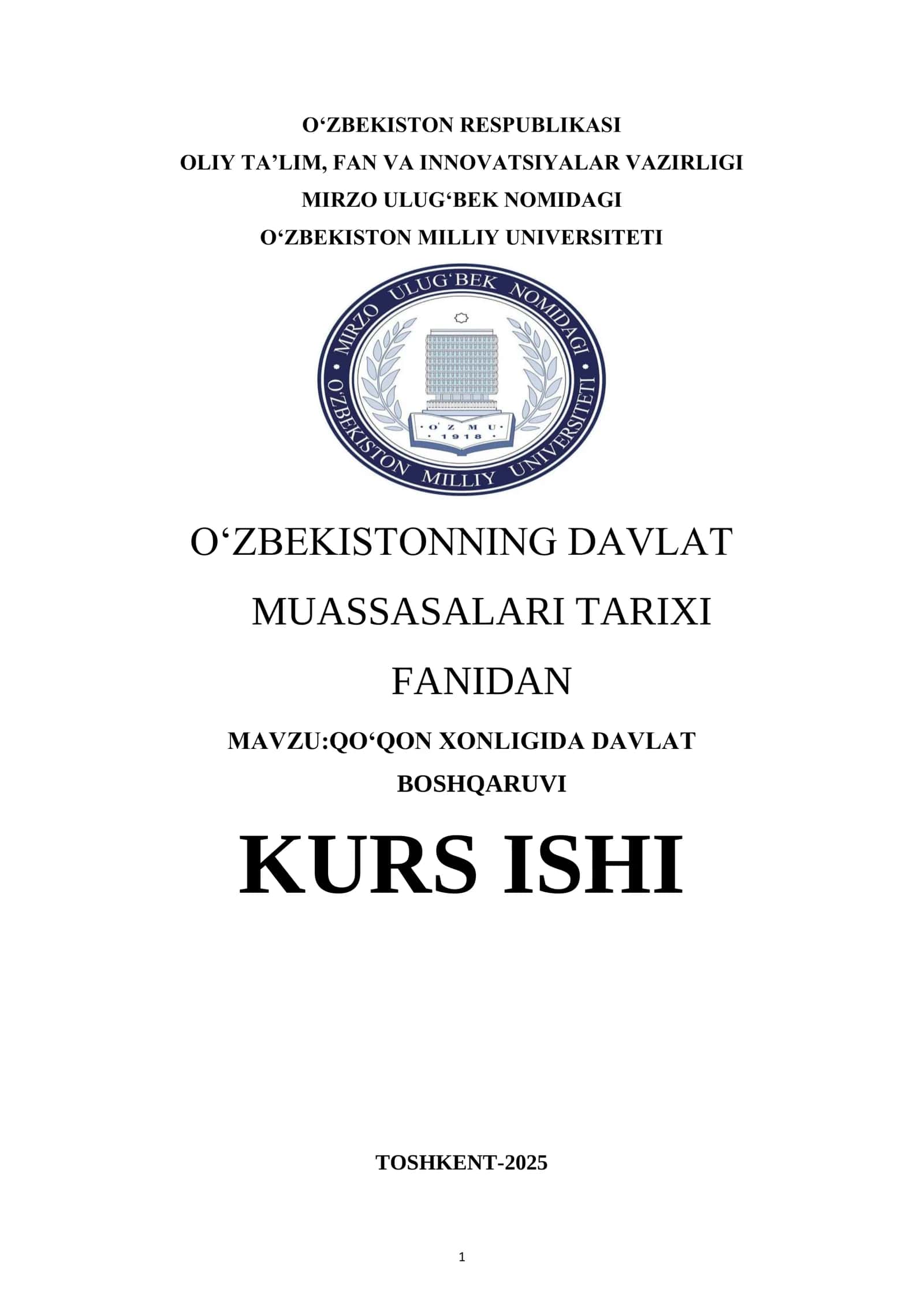 QO‘QON XONLIGIDA DAVLAT BOSHQARUVI