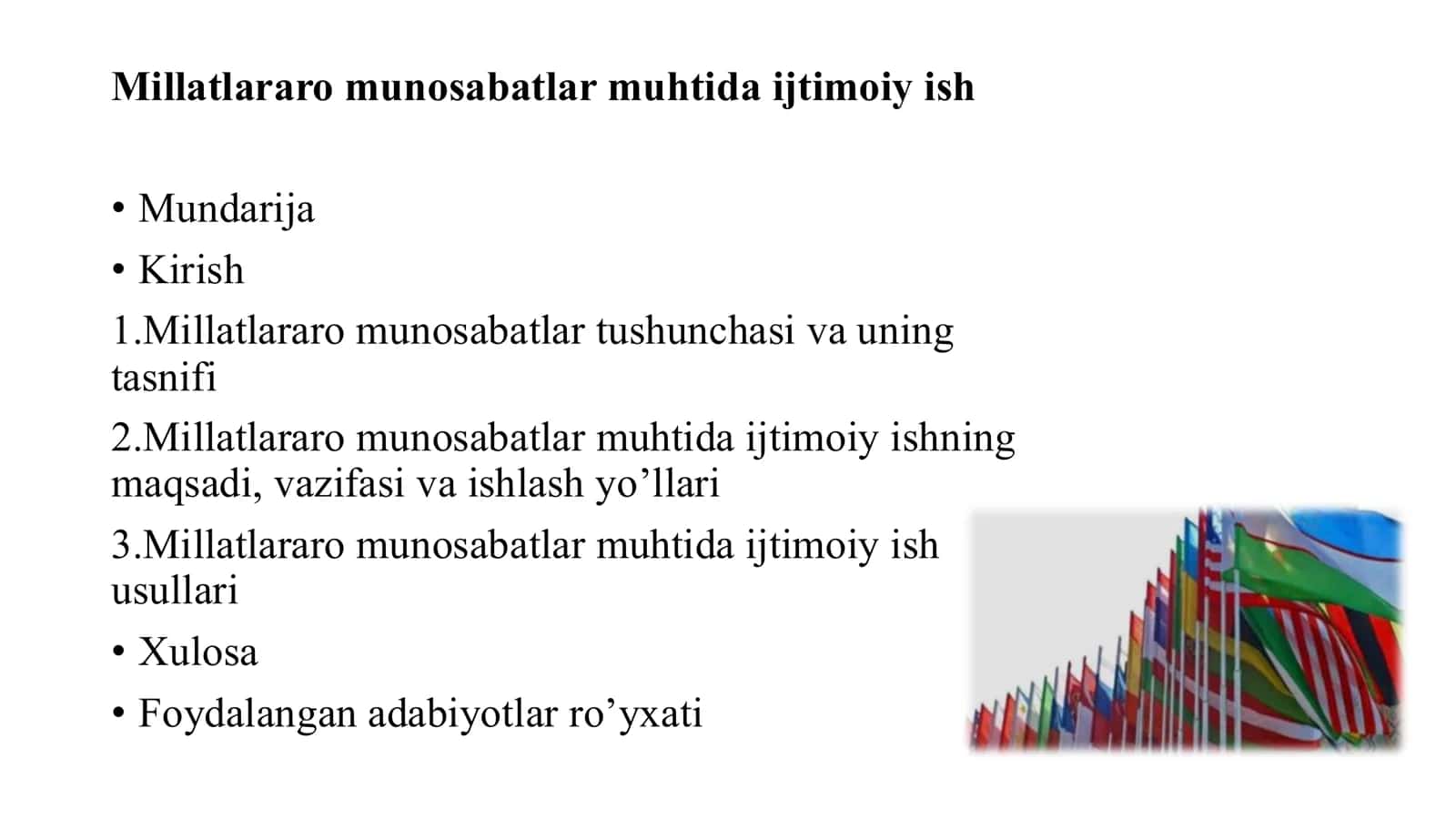 Millatlararo munosabatlar muhtida ijtimoiy ish