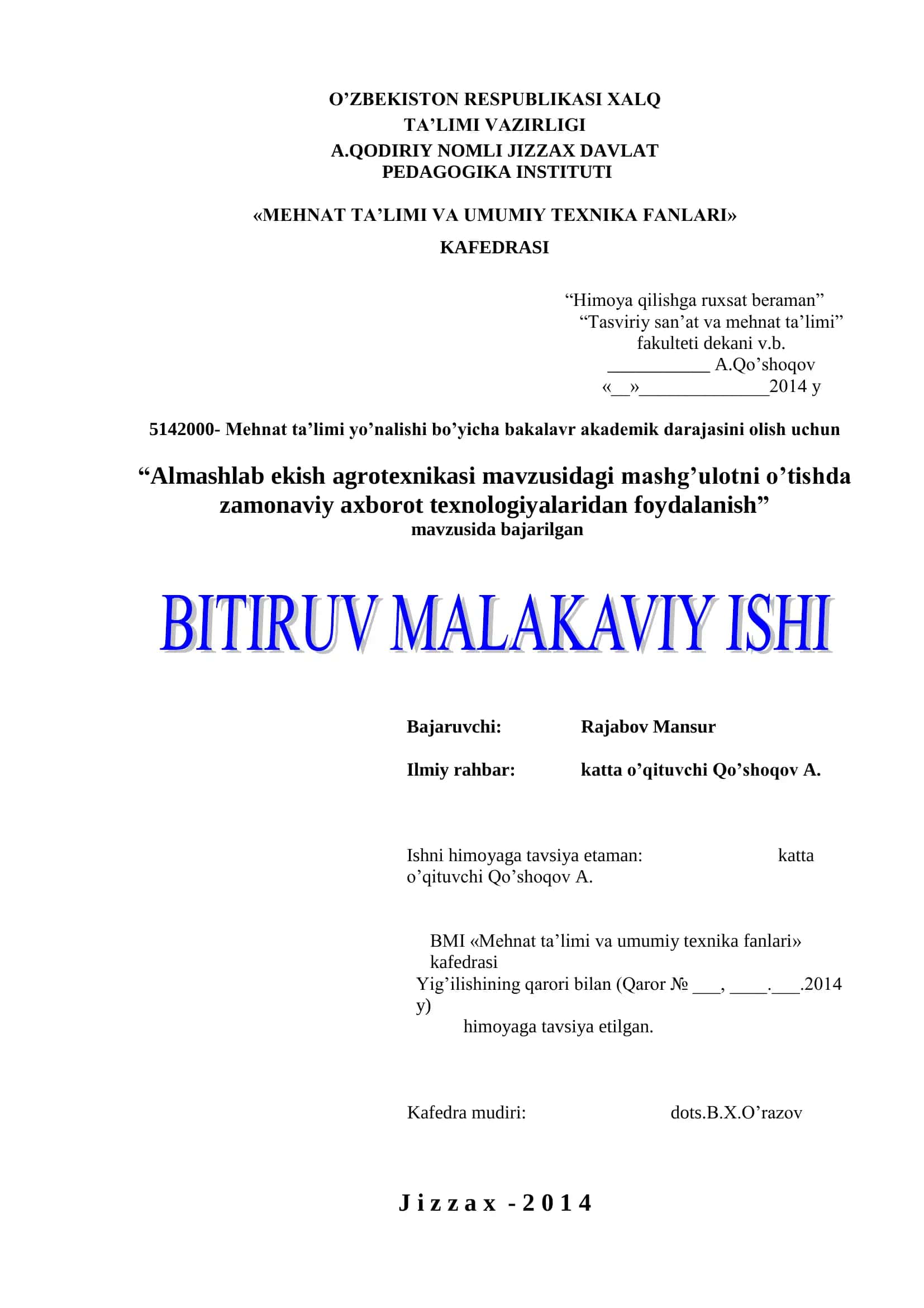 Almashlab ekish agrotexnikasi