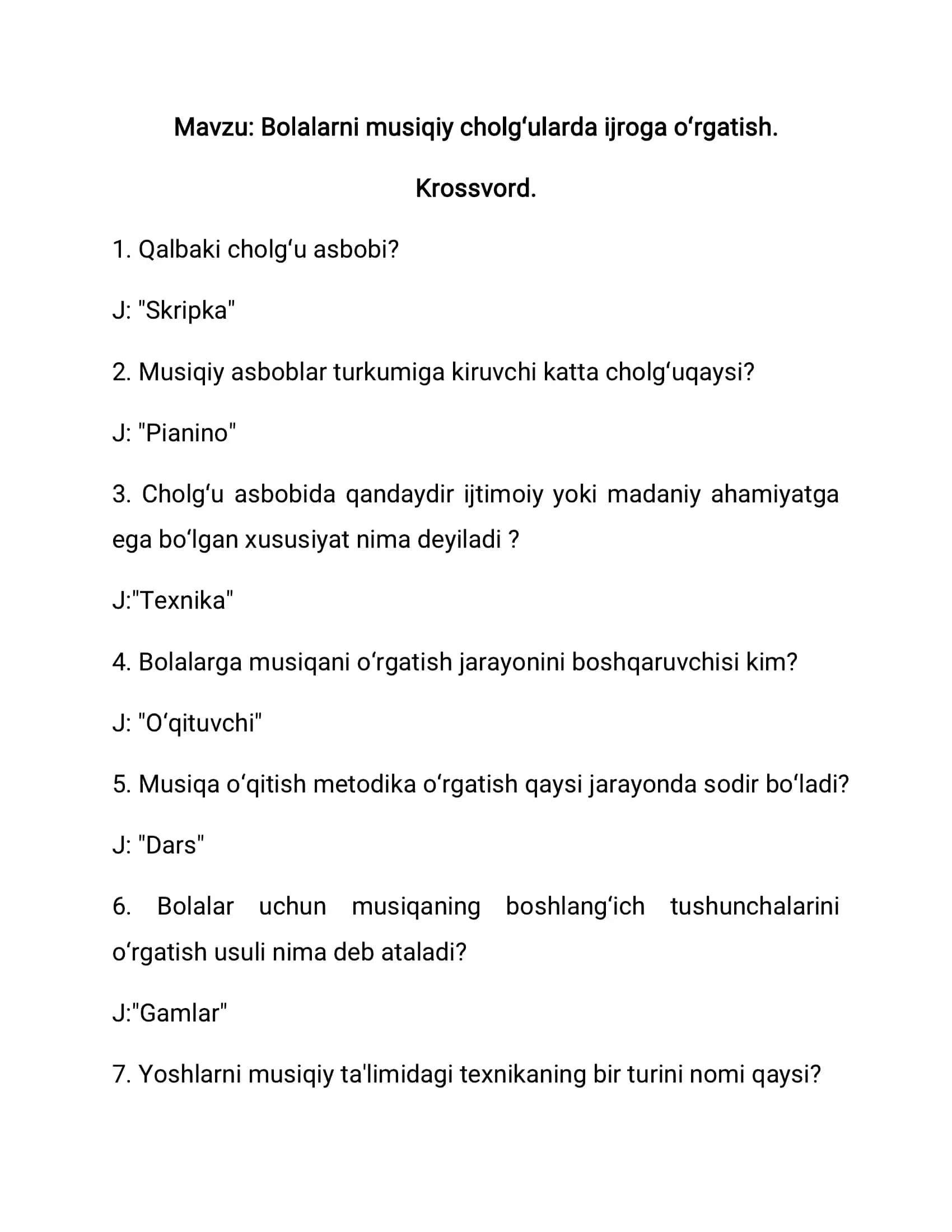 Maktabgacha kichik yoshdagi bolalarning musiqiy faoliyati mazmuni