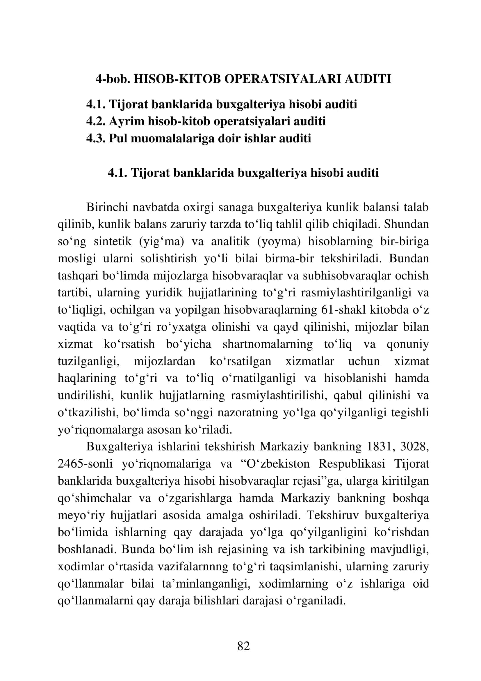 HISOB-KITOB OPERATSIYALARI AUDITI