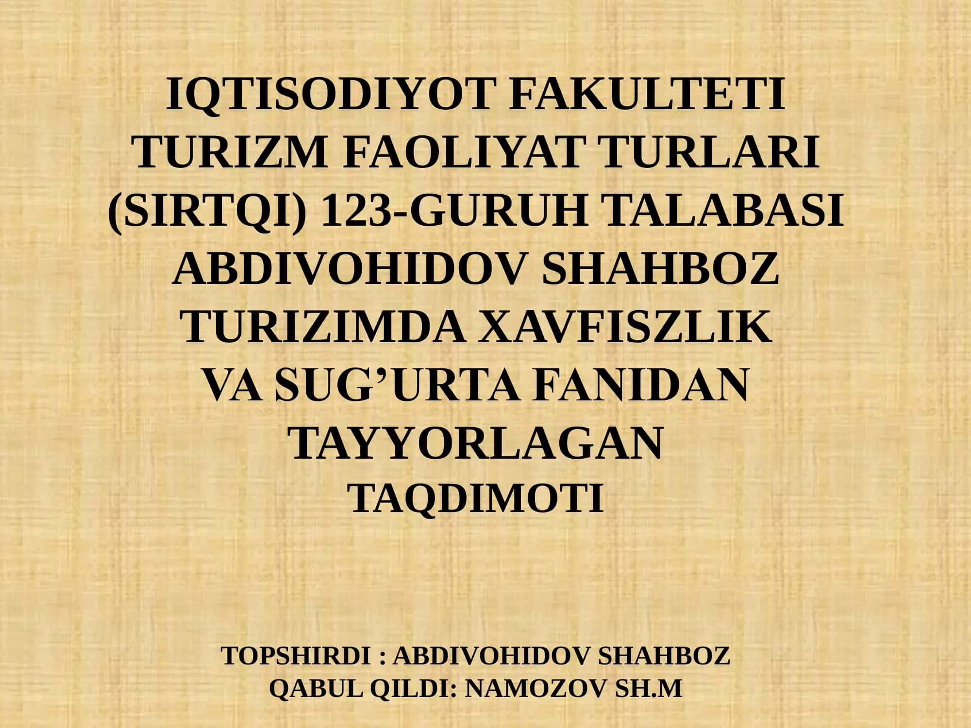 Turizm faoliyat turlari
