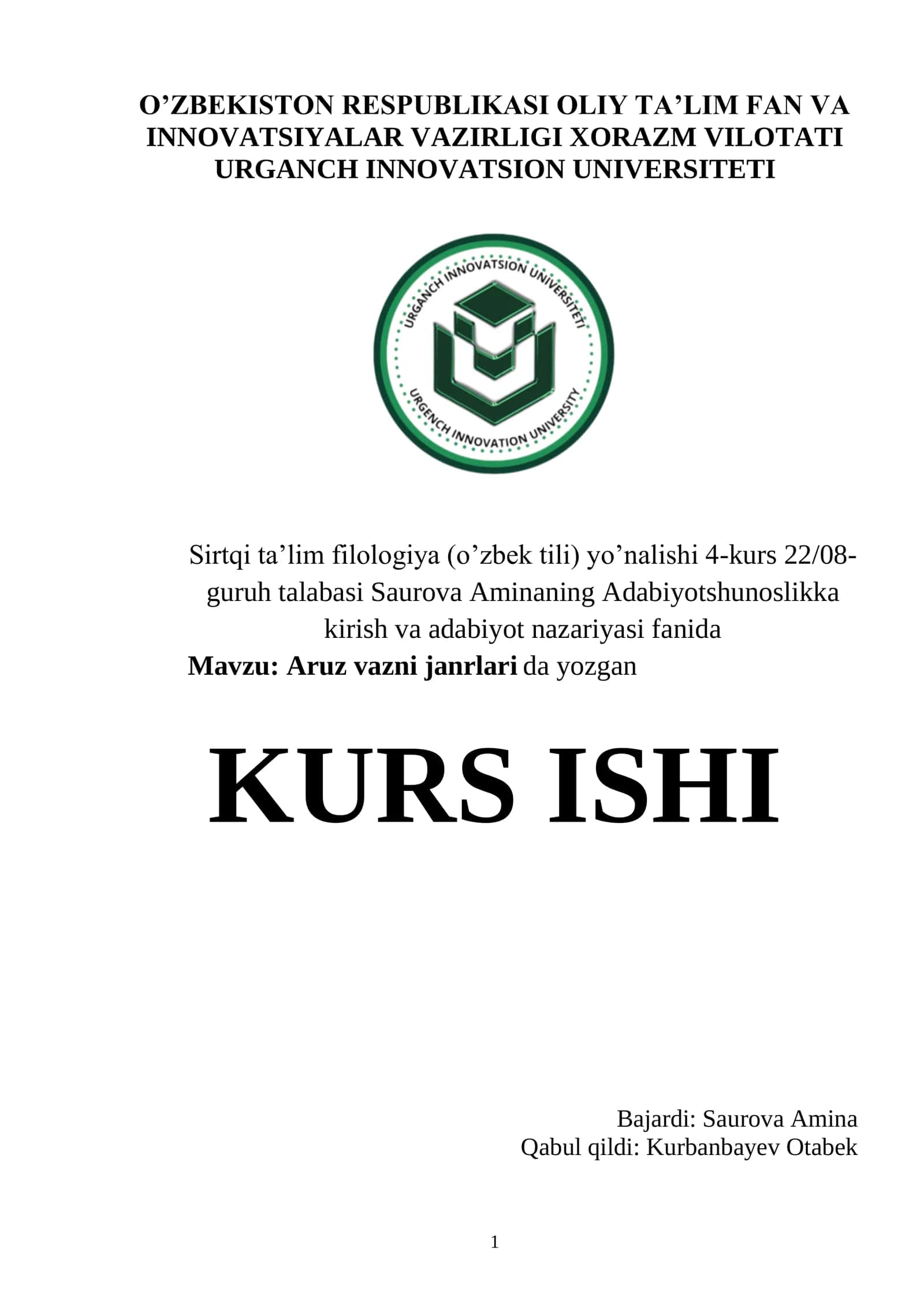 Aruz vazni janrlari da yozgan