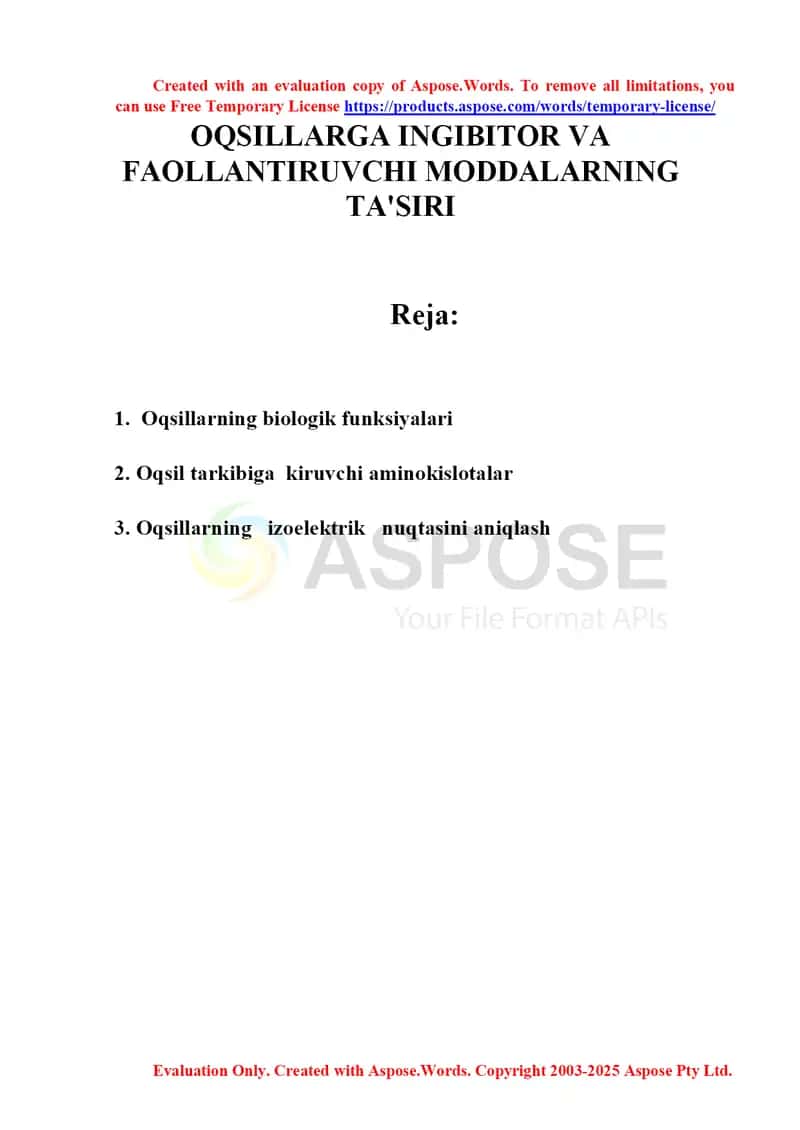 Oqsillarning izoelektrik nuqtasini aniqlash