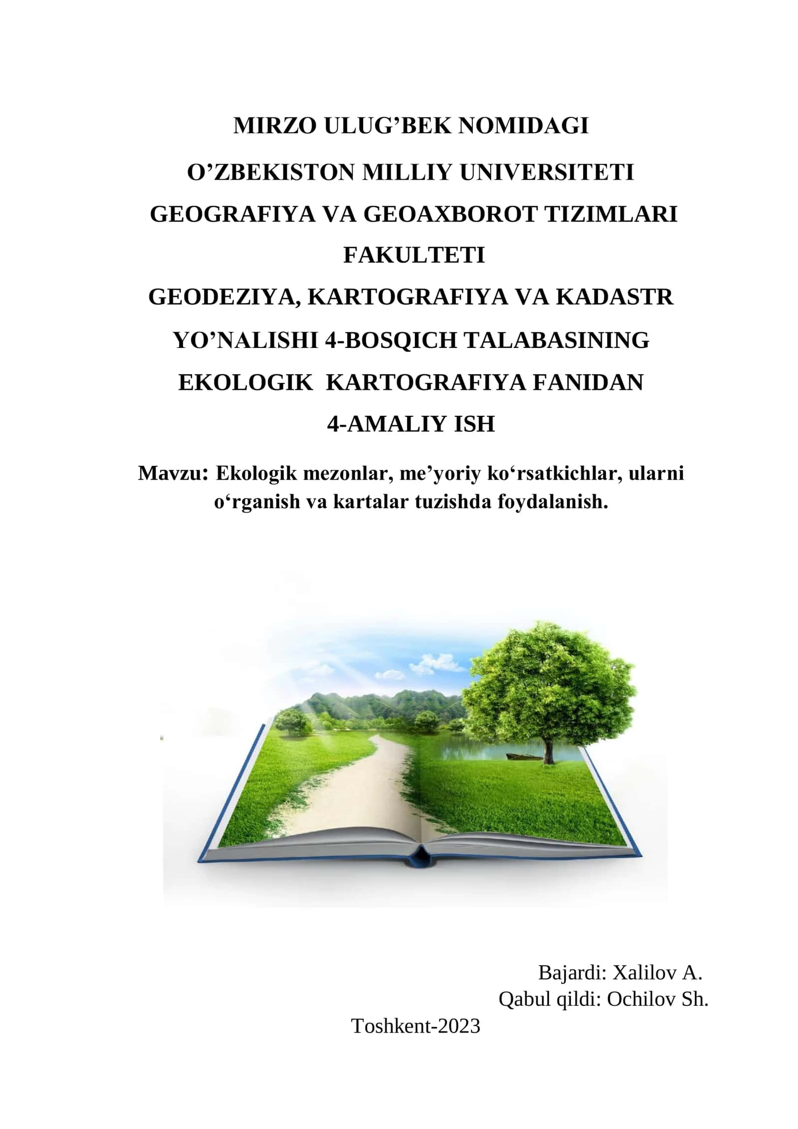 Ekologik mezonlar, meʼyoriy koʻrsatkichlar, ularni oʻrganish va kartalar tuzishda foydalanish