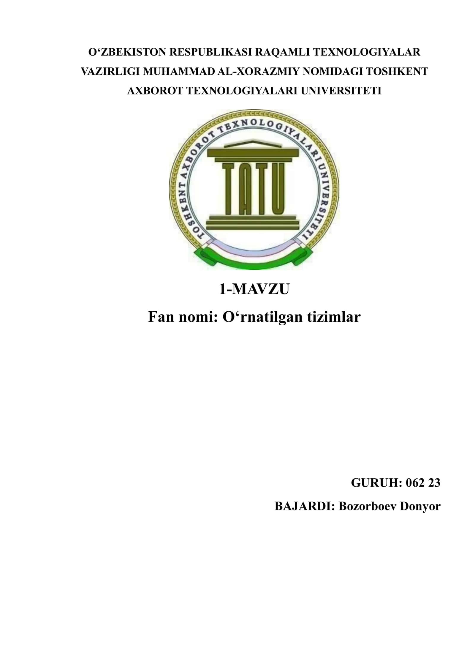 O‘rnatilgan tizimlar