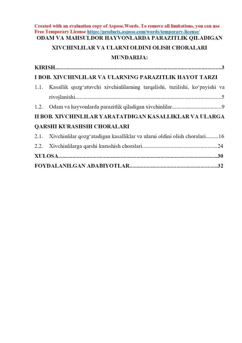 Odam va mahsuldor hayvonlarda parazitlik qiladigan xivchinlilar va ularni oldini olish choralari